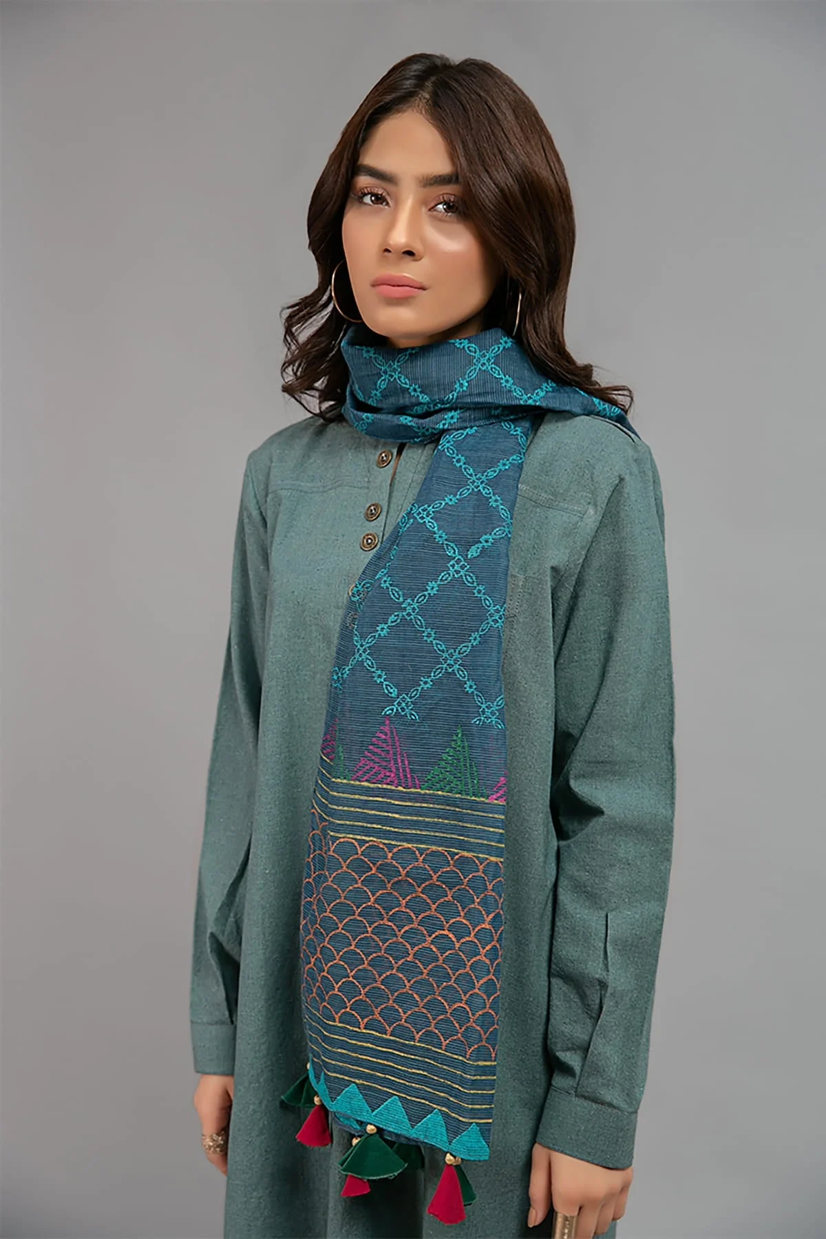 Scarf Dupatta - MG-W20-33-Blue - Image 2