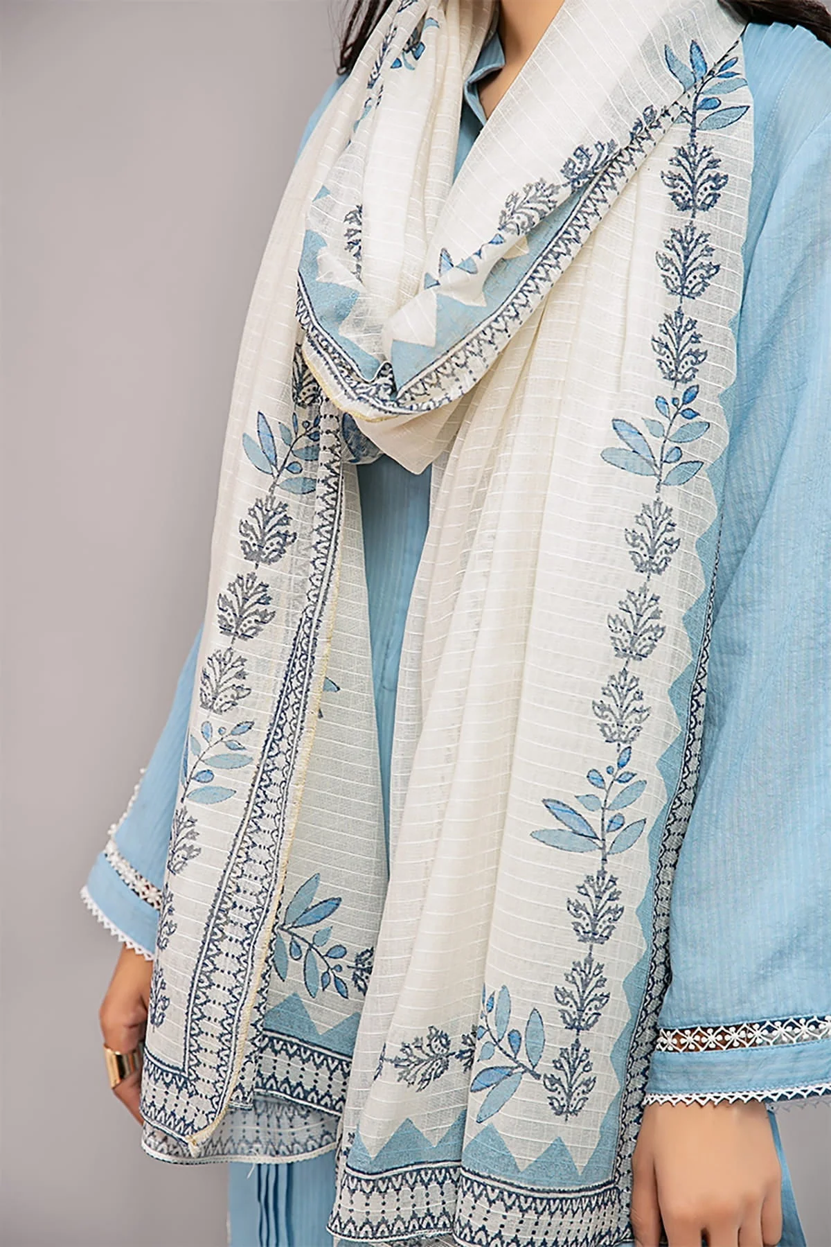 Scarf Dupatta - MG-W20-41-Off White - Image 2