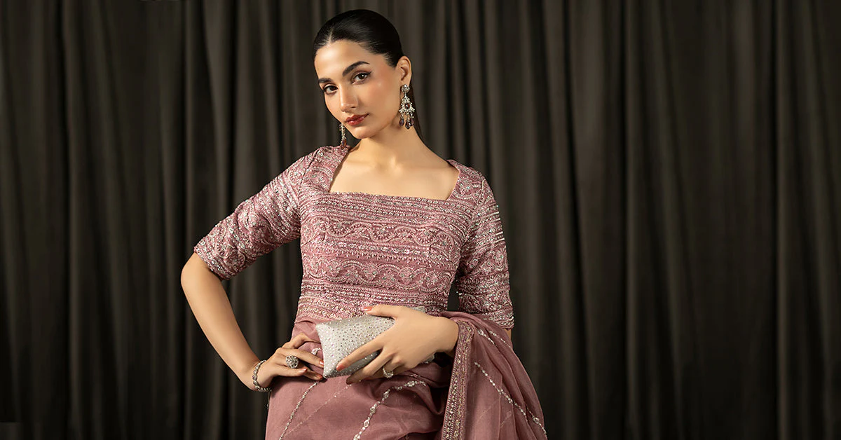 Embroidered Organza Saree - Image 10