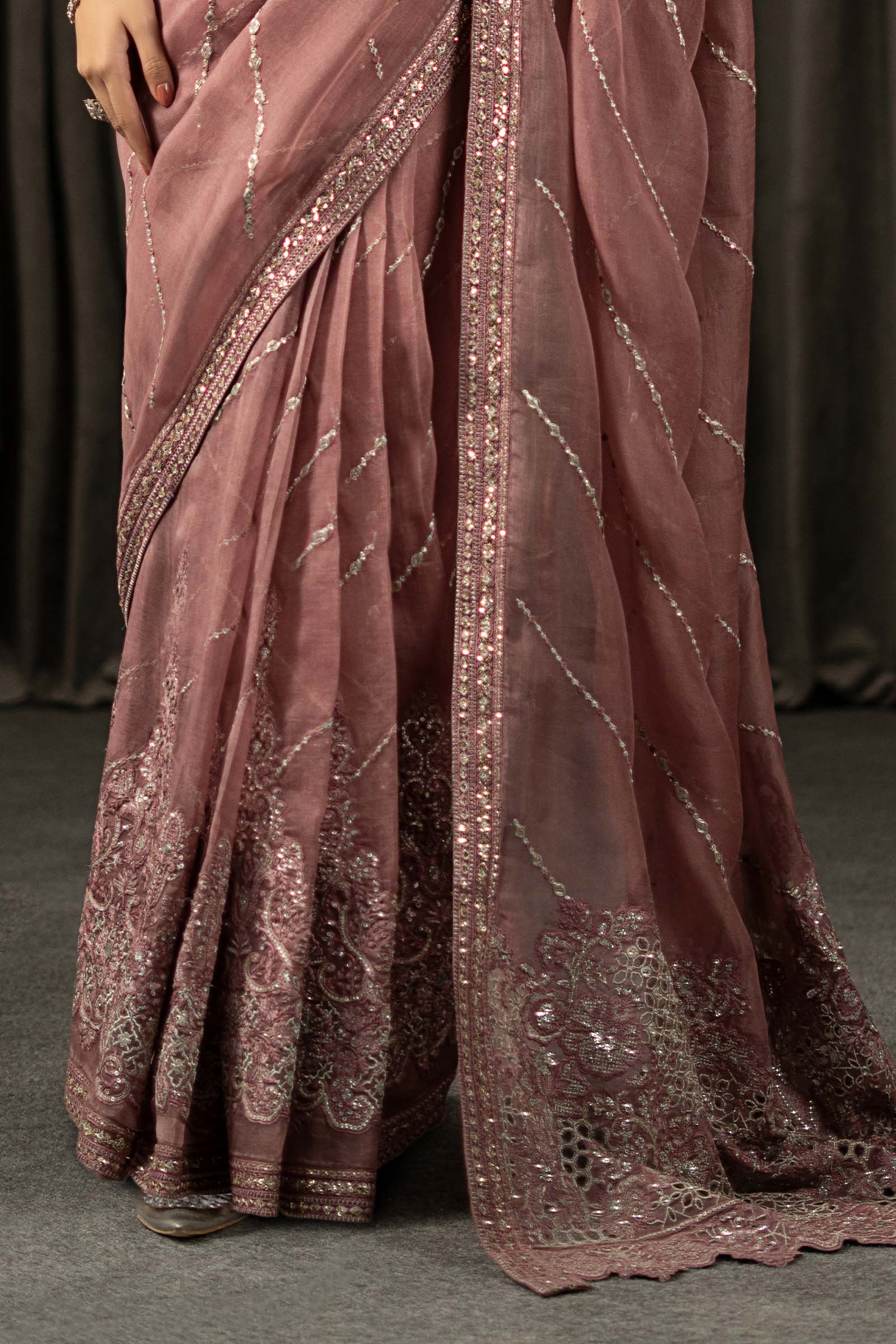 Embroidered Organza Saree - Image 5