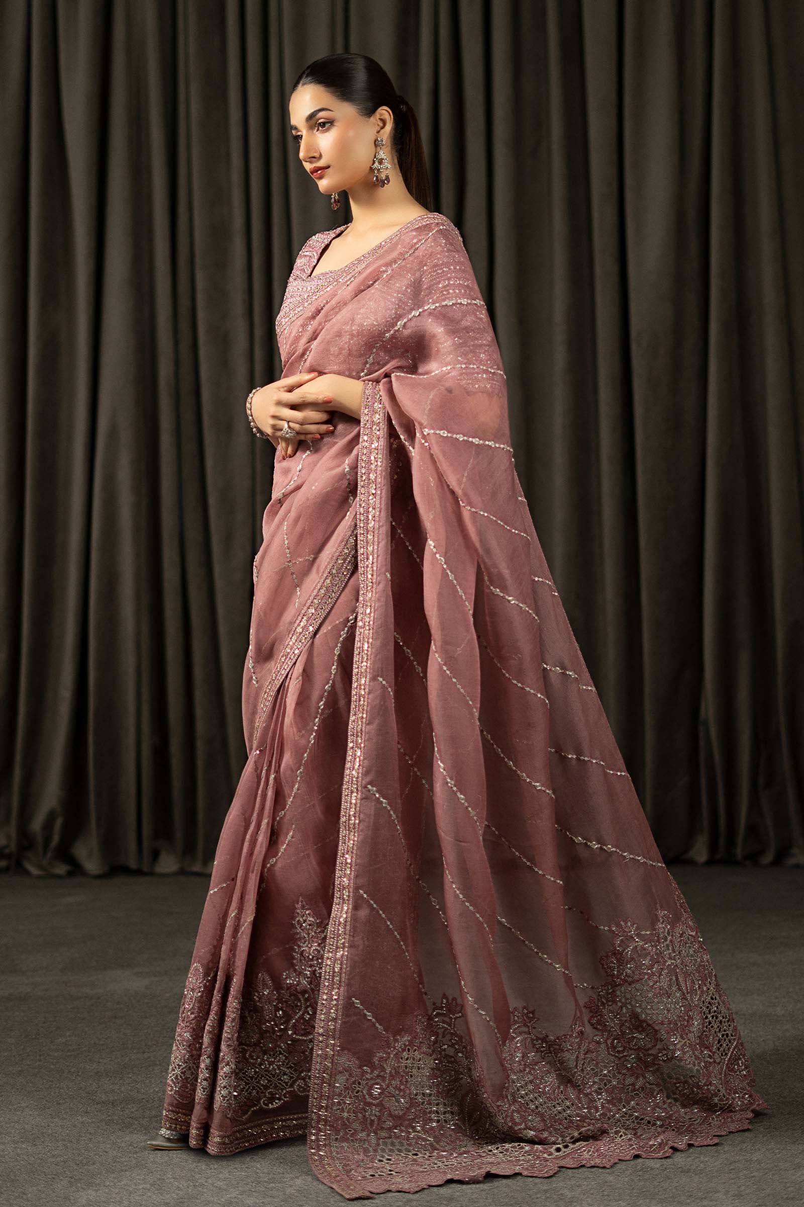 Embroidered Organza Saree - Image 8
