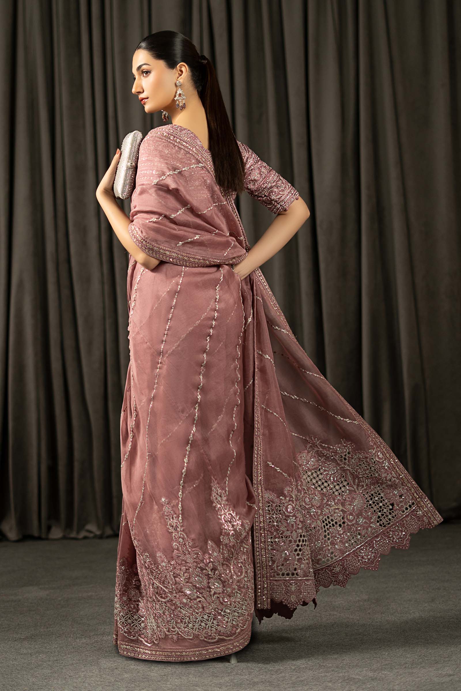 Embroidered Organza Saree - Image 9