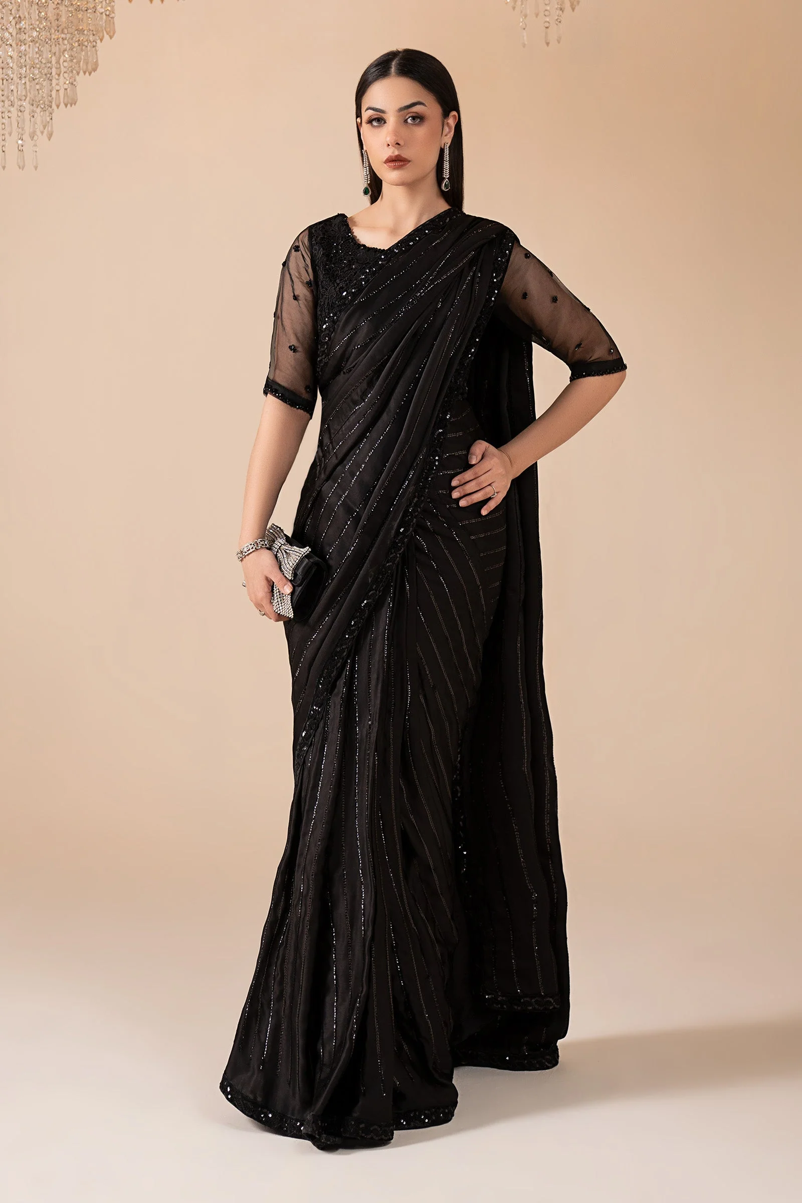 Embroidered Charmeuse Silk Saree
