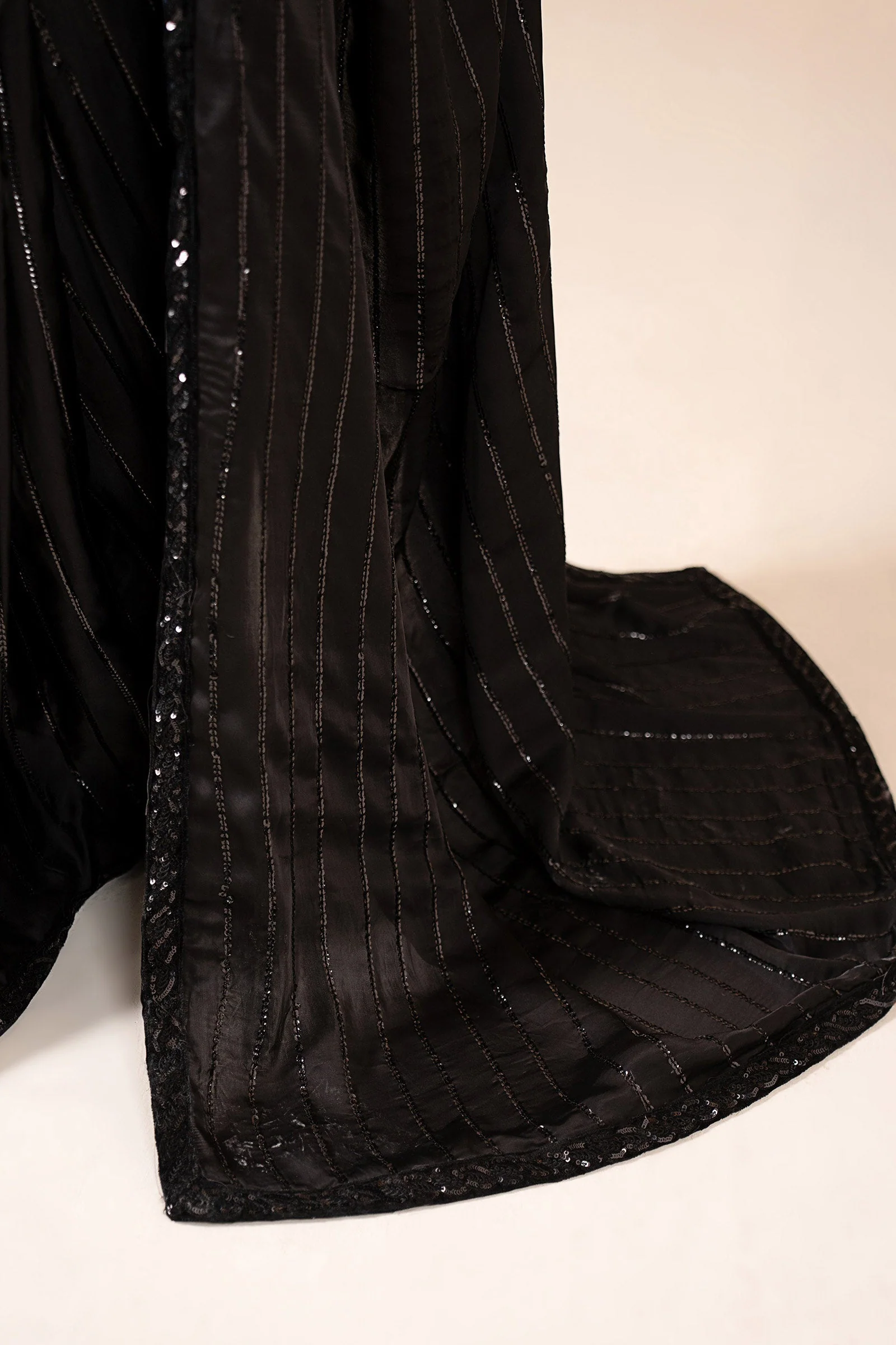 Embroidered Charmeuse Silk Saree - Image 6