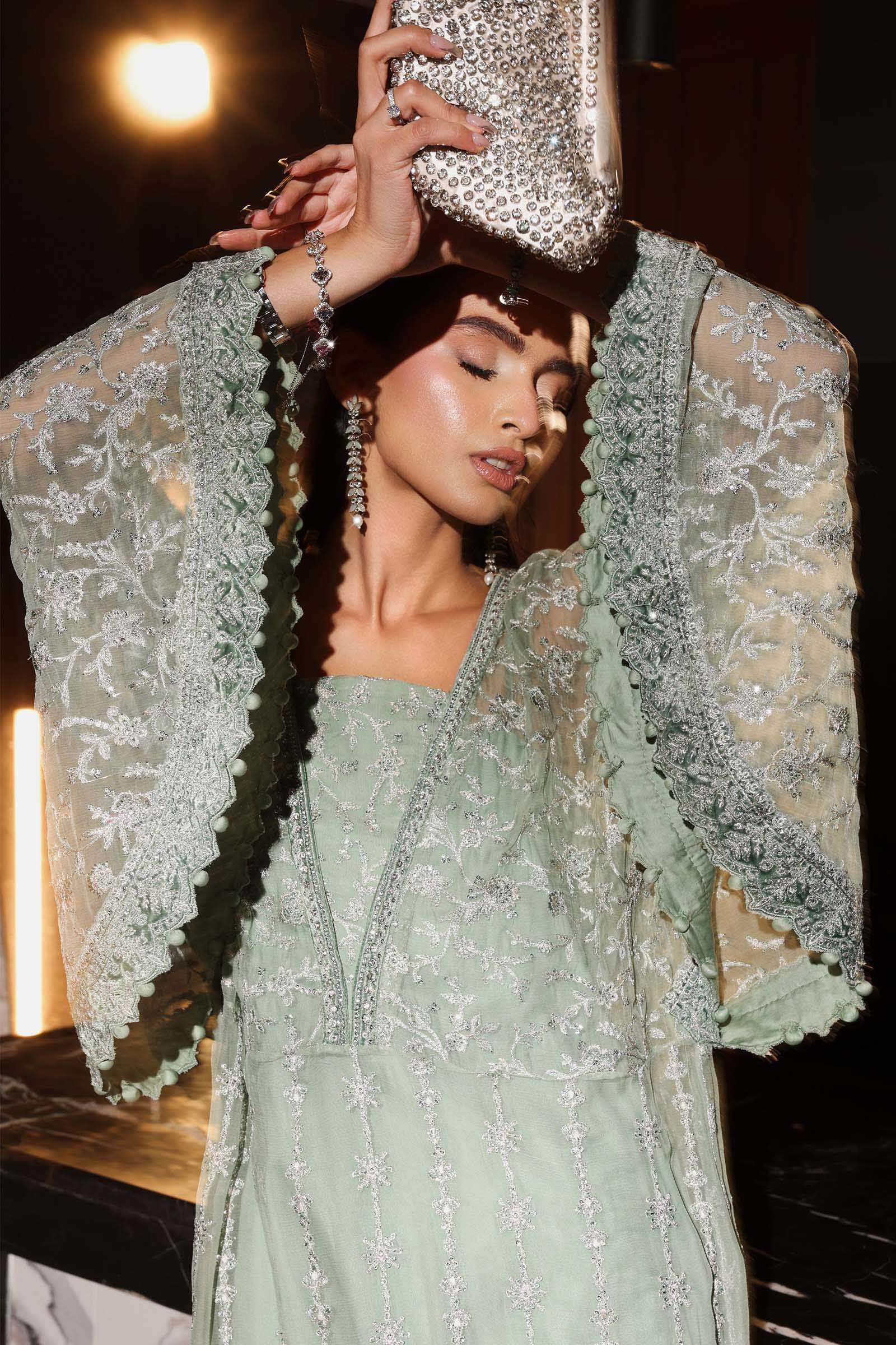 3 Piece Embroidered Bamberg Chiffon Suit - Image 2