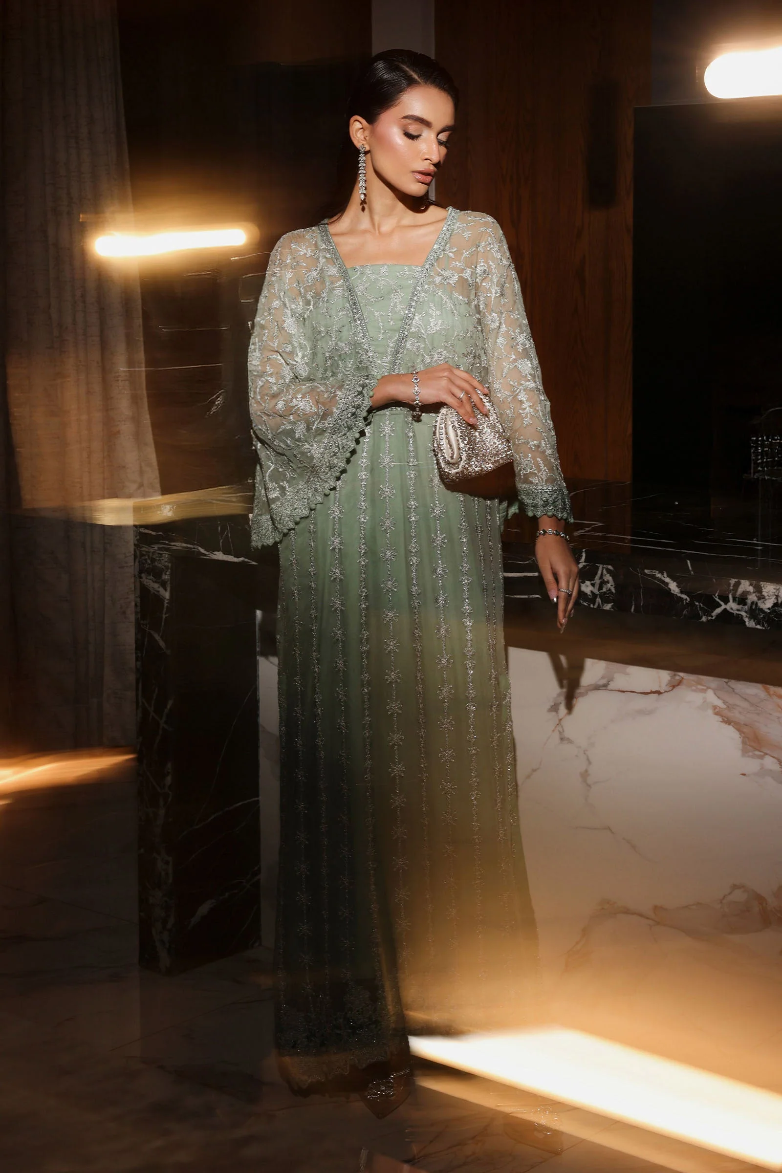 3 Piece Embroidered Bamberg Chiffon Suit - Image 5