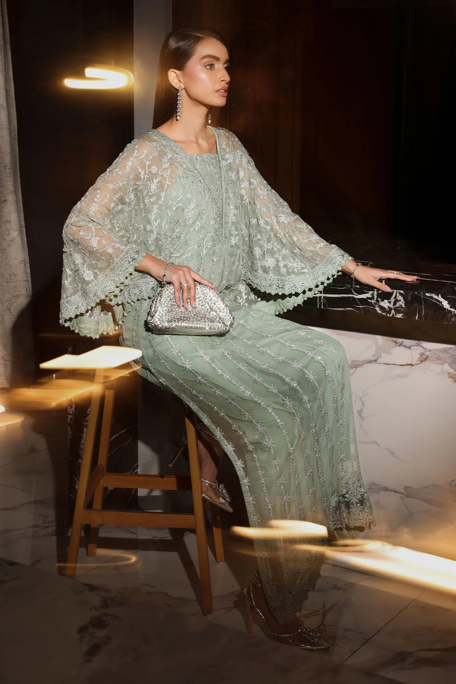 3 Piece Embroidered Bamberg Chiffon Suit - Image 7
