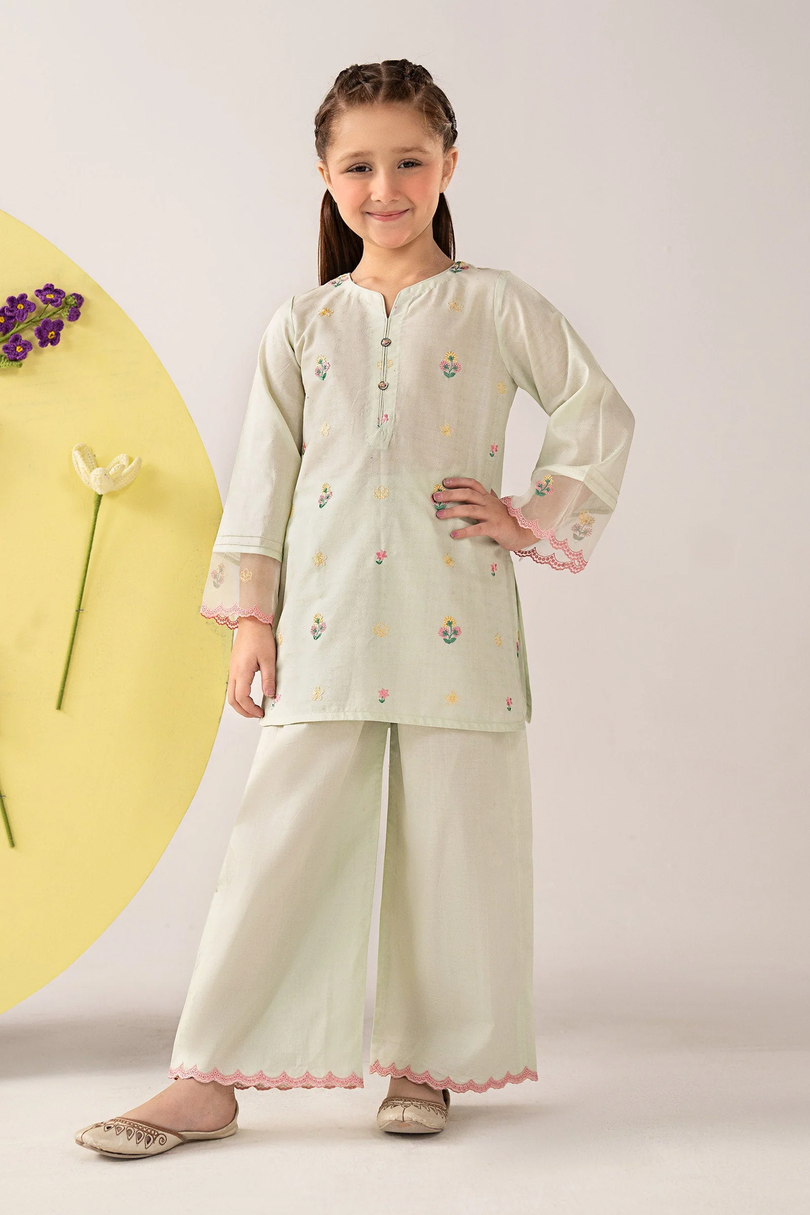 2 Piece Embroidered Dobby Lawn Suit