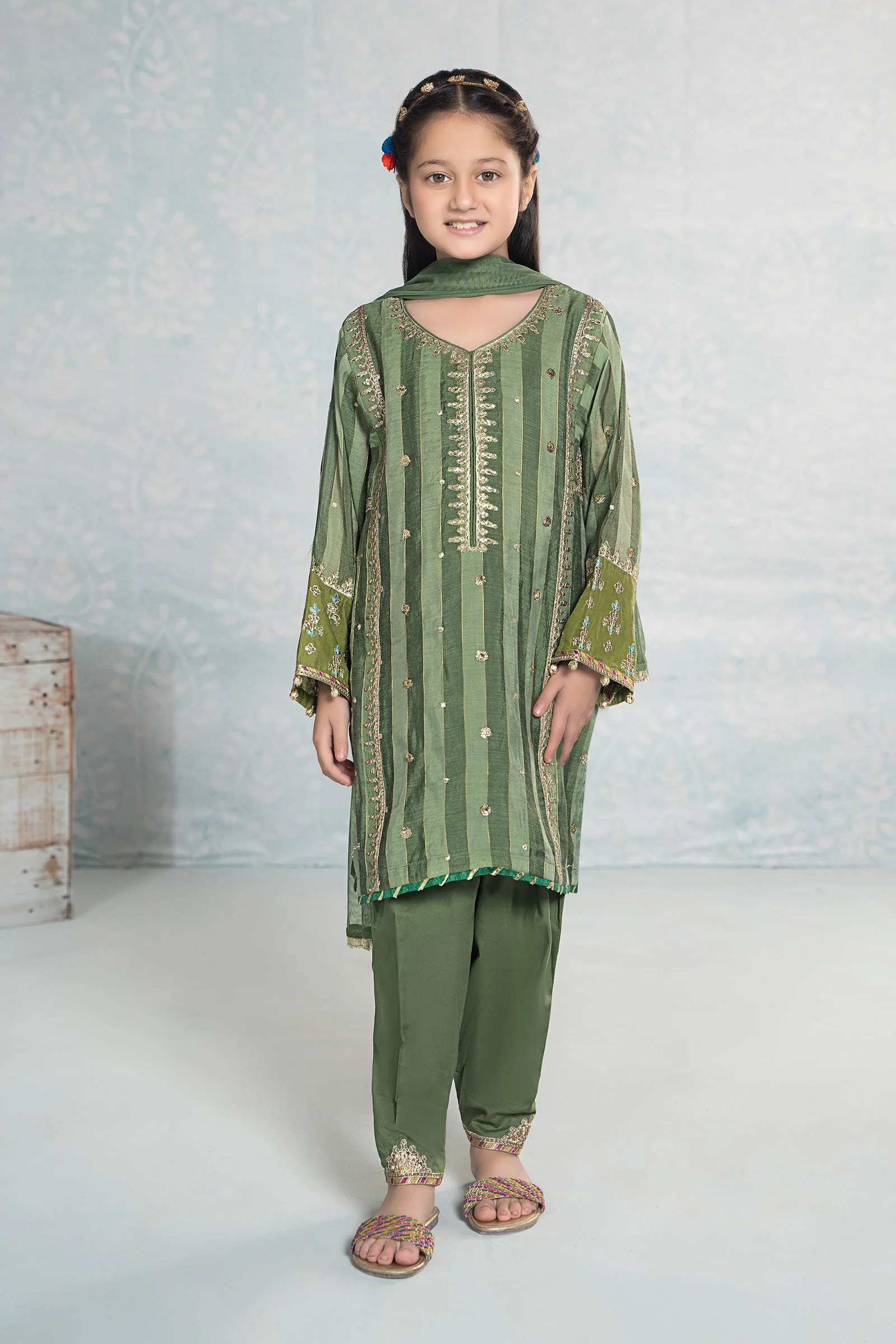 3 Piece Embroidered Yarn Dyed Suit