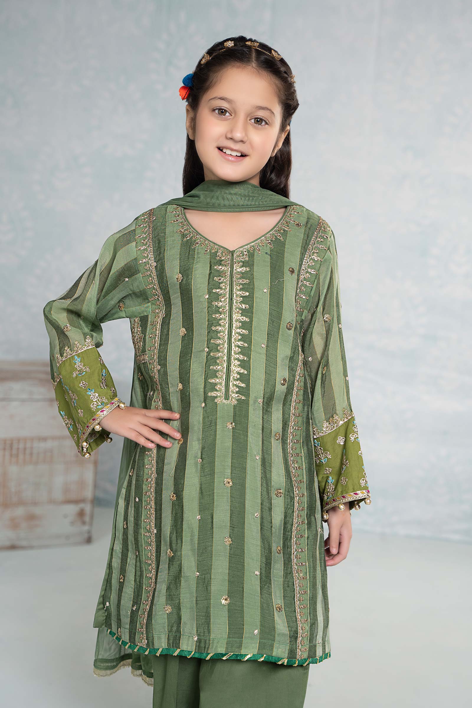 3 Piece Embroidered Yarn Dyed Suit - Image 3