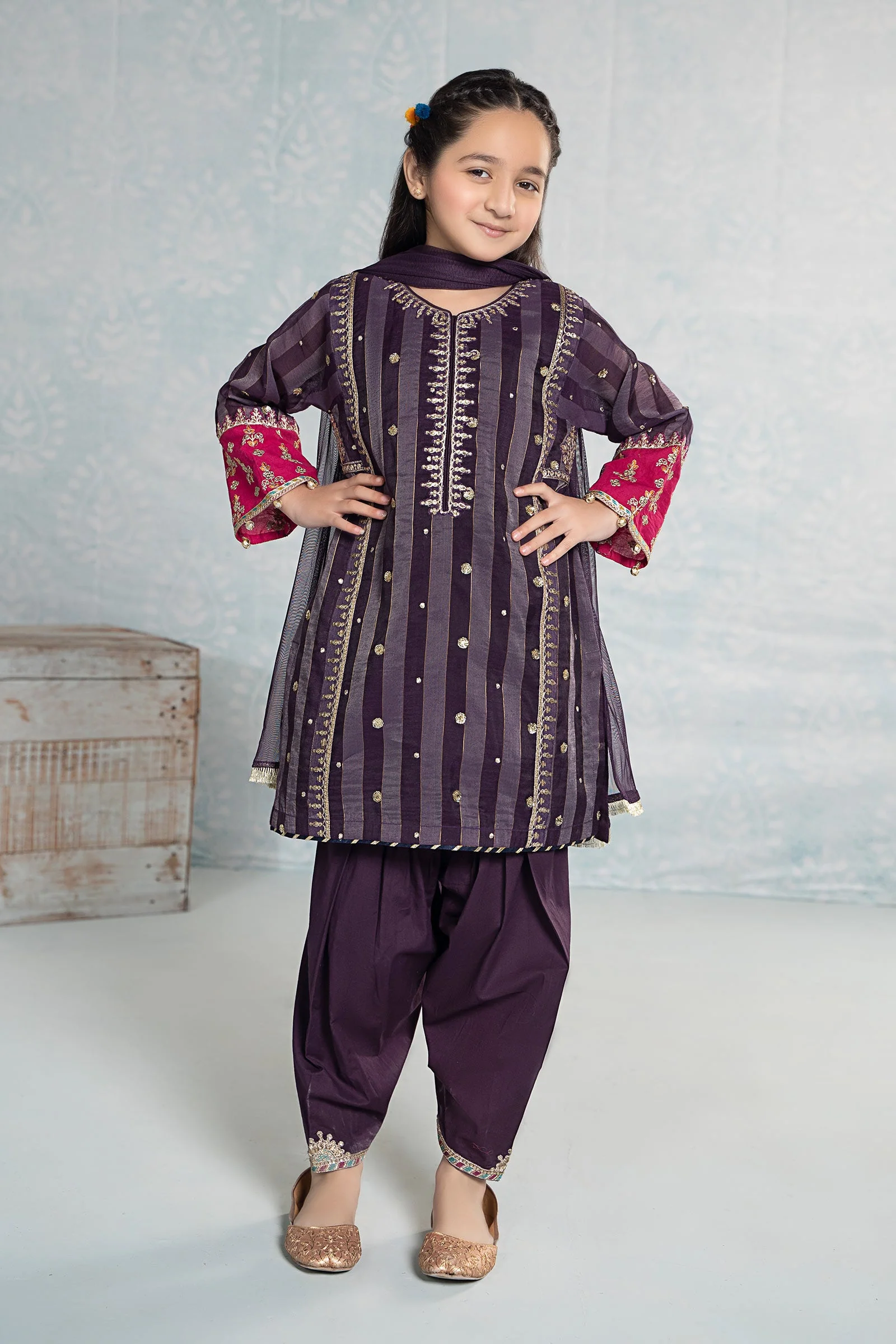 3 Piece Embroidered Yarn Dyed Suit