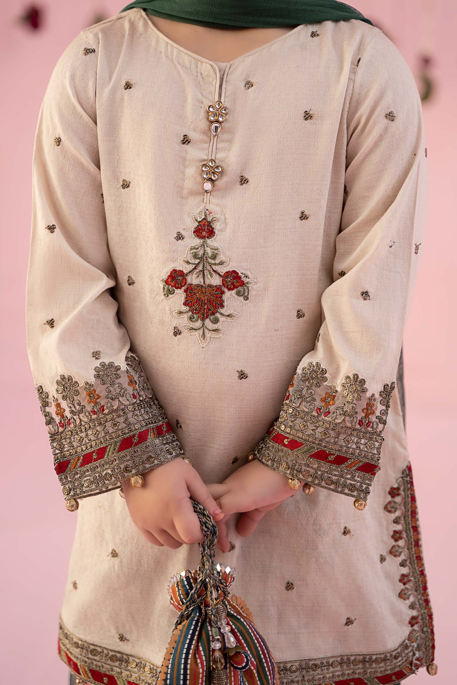3 Piece Embroidered Dobby Suit - Image 5