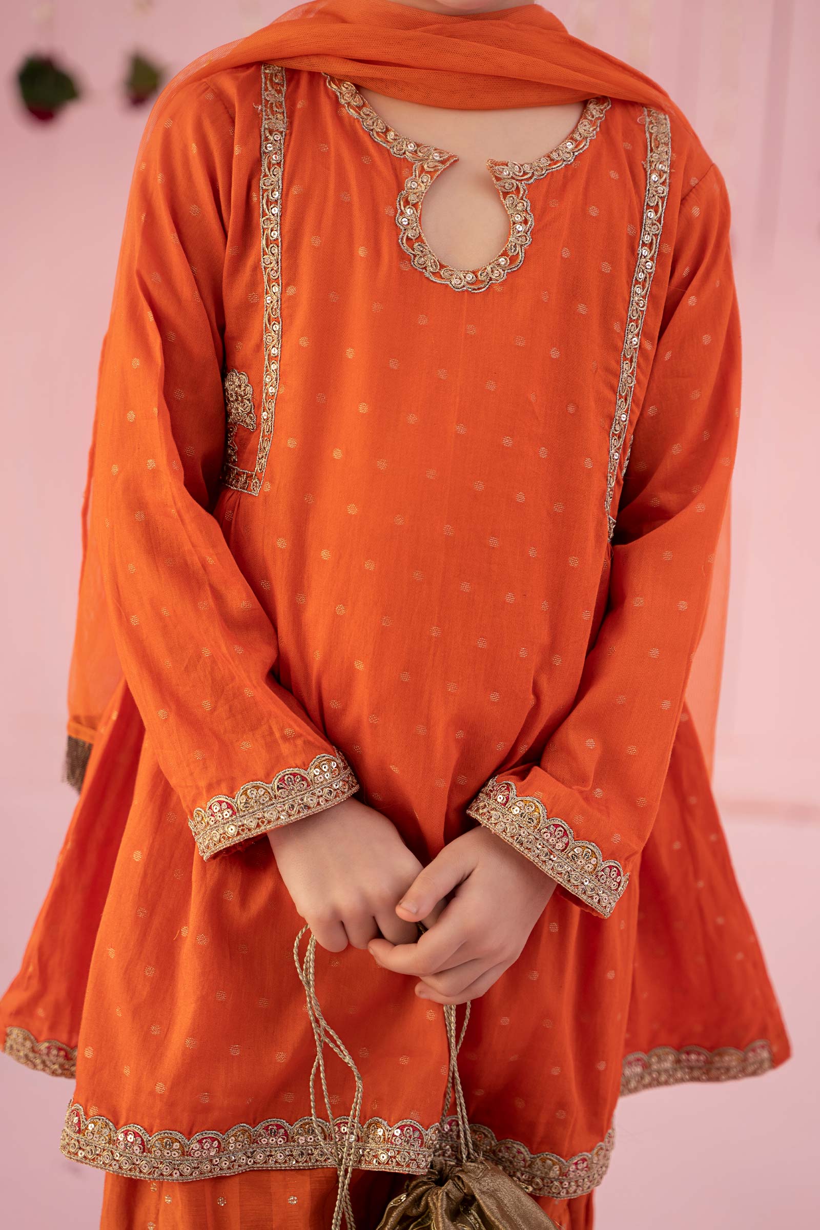 3 Piece Embroidered Jacquard Broshia Suit - Image 4