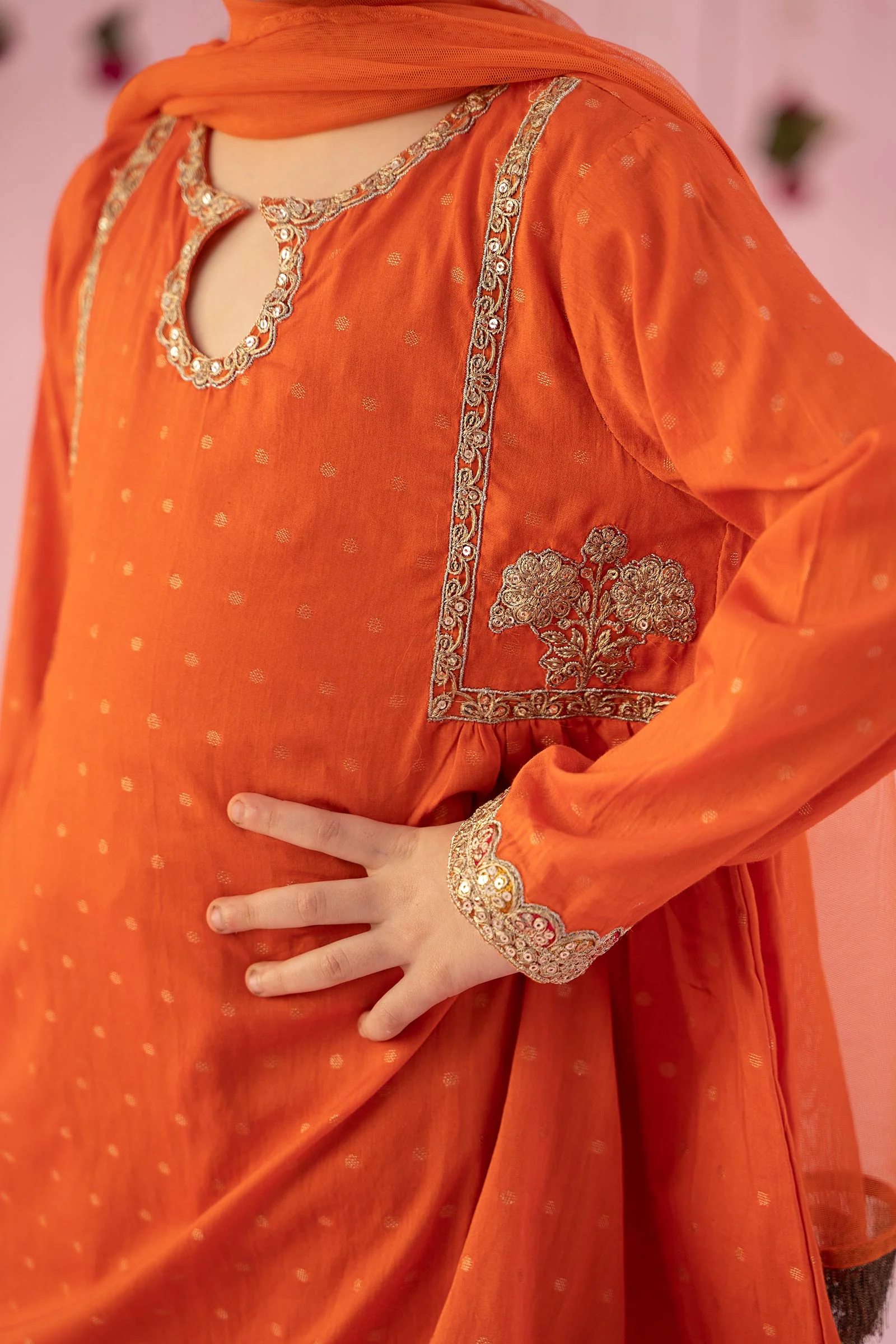 3 Piece Embroidered Jacquard Broshia Suit - Image 5