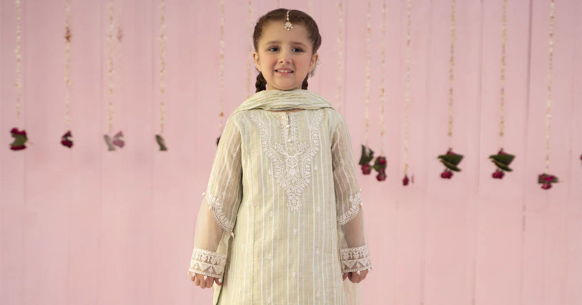 3 Piece Embroidered Stripe Cotton Suit - Image 8