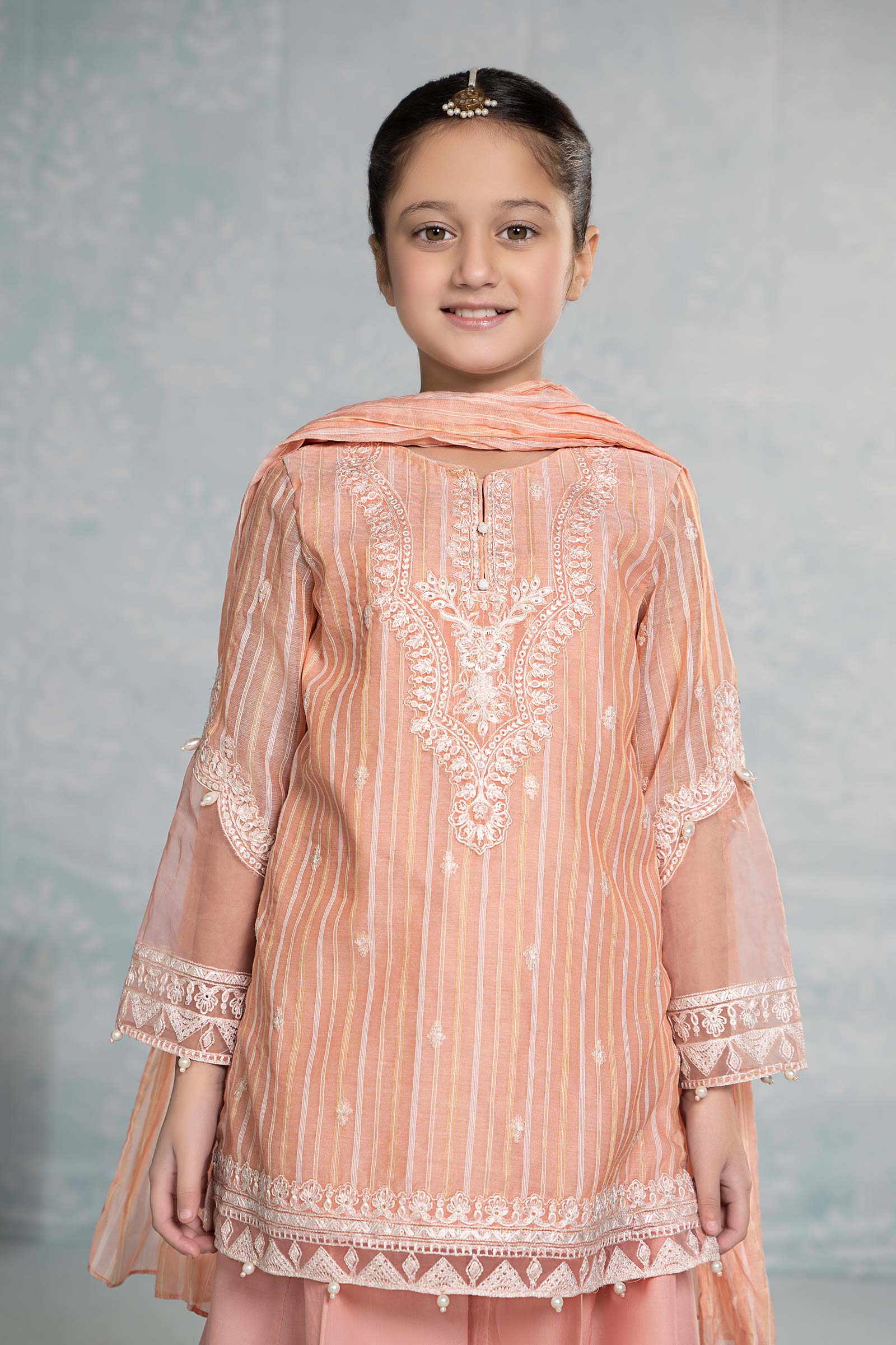 3 Piece Embroidered Stripecotton Suit - Image 2