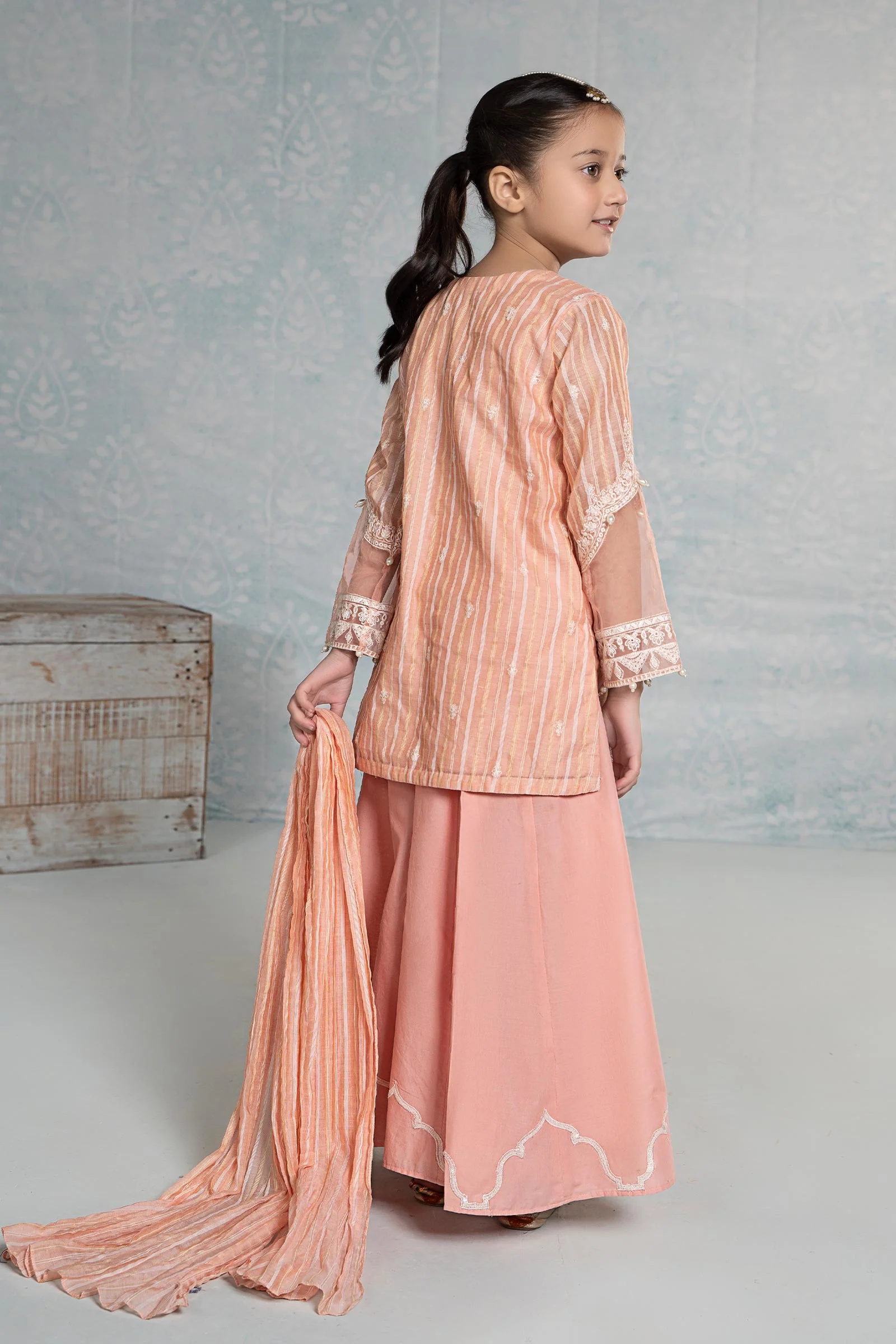 3 Piece Embroidered Stripecotton Suit - Image 6