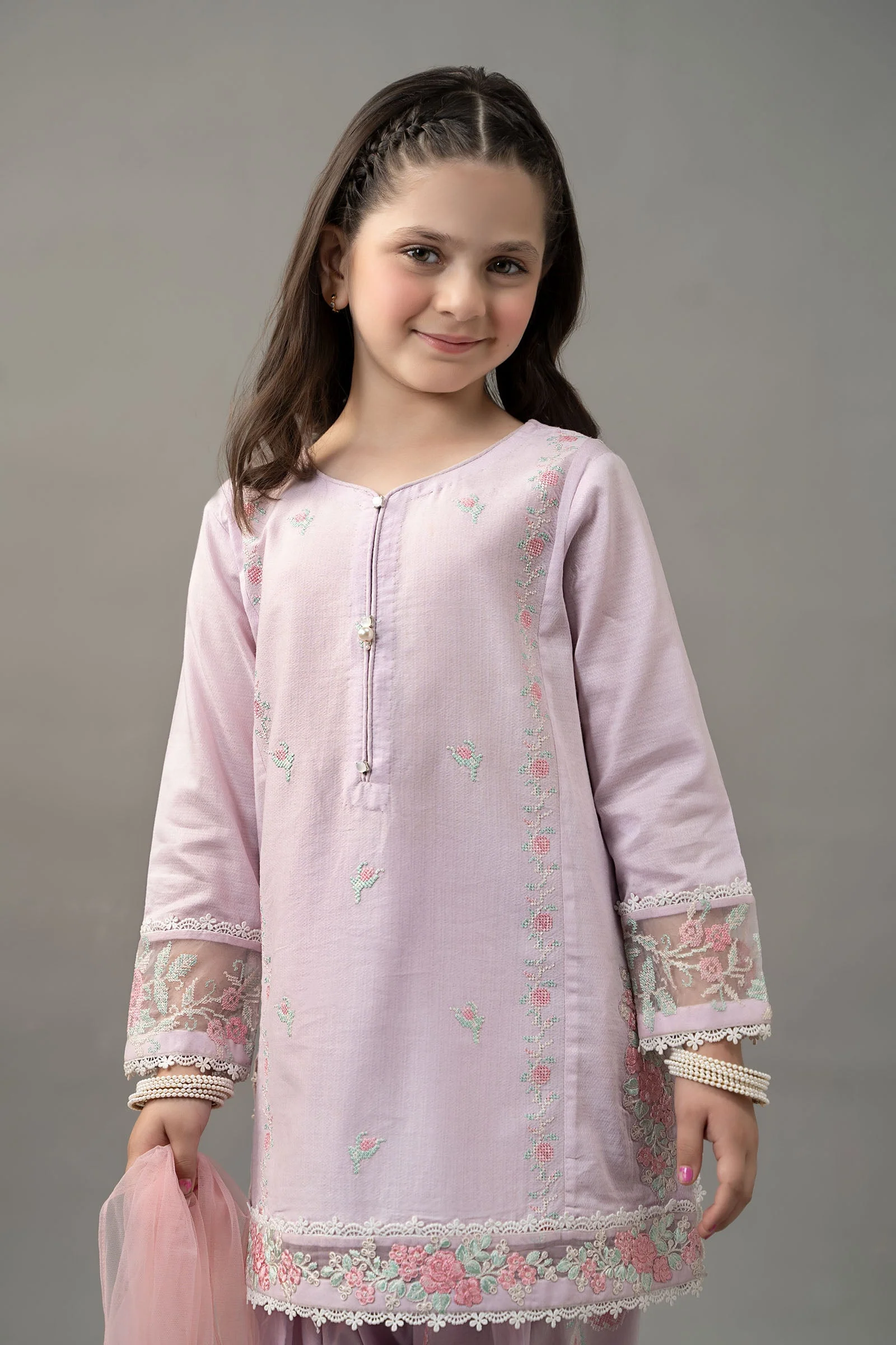 3 Piece Embroidered Dobby Lawn Suit - Image 2