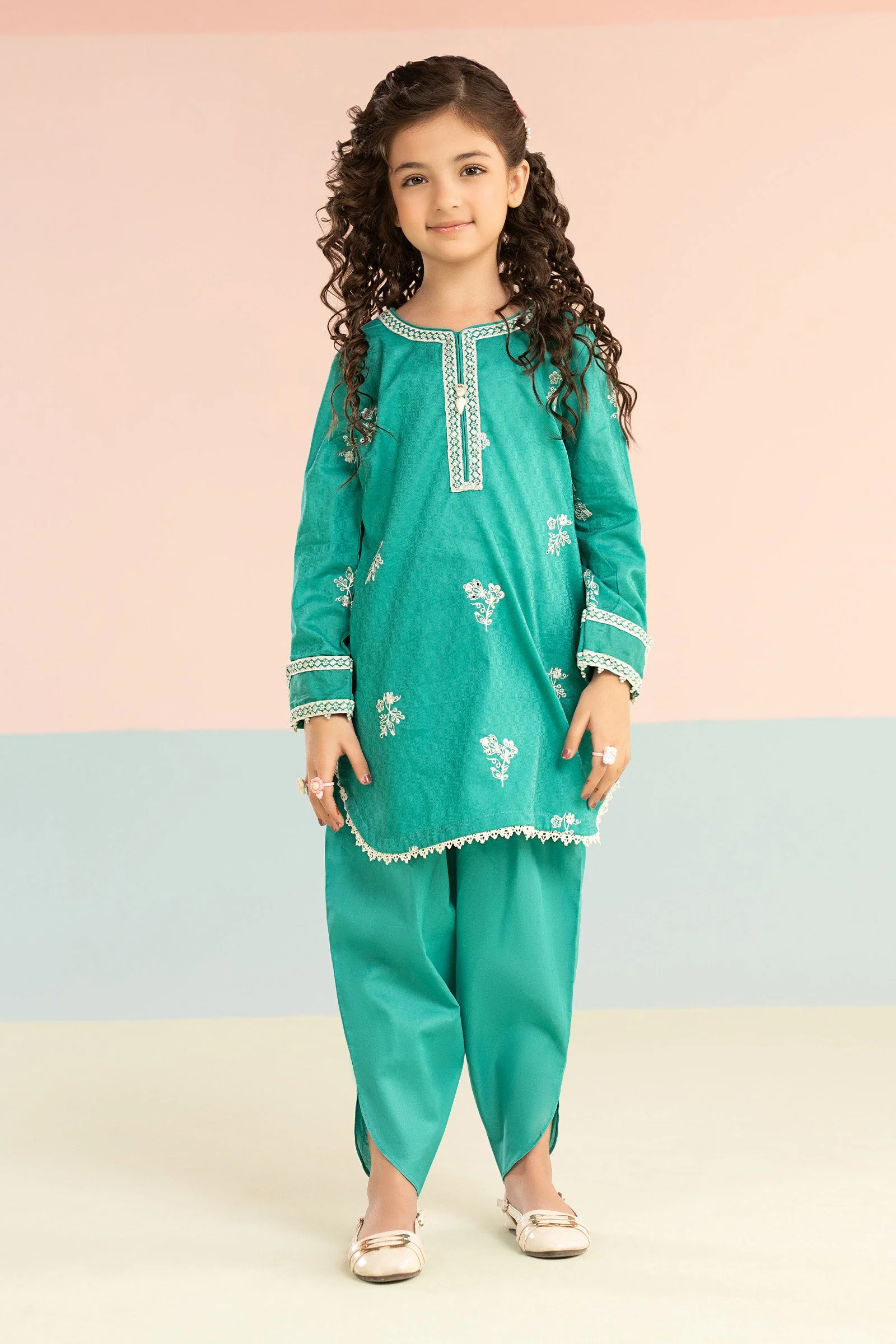 2 Piece Embroidered Dobby Lawn Suit