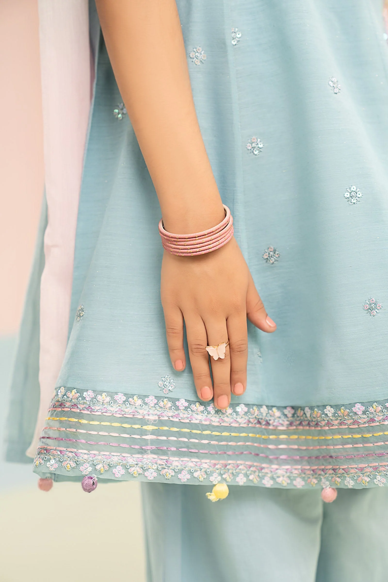3 Piece Embroidered Paper Cotton Suit - Image 5