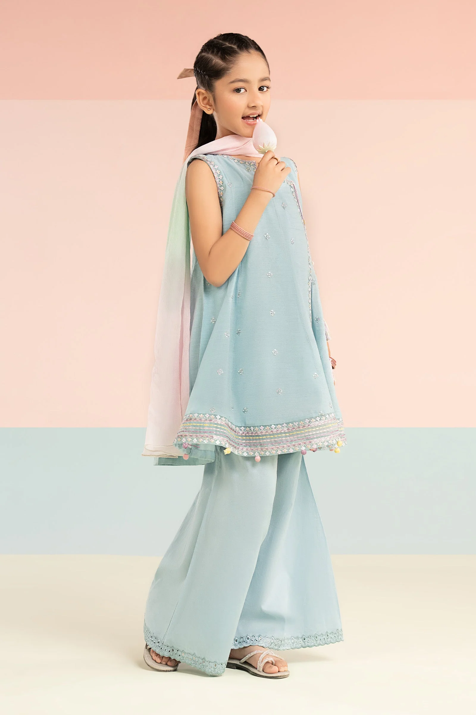 3 Piece Embroidered Paper Cotton Suit - Image 7