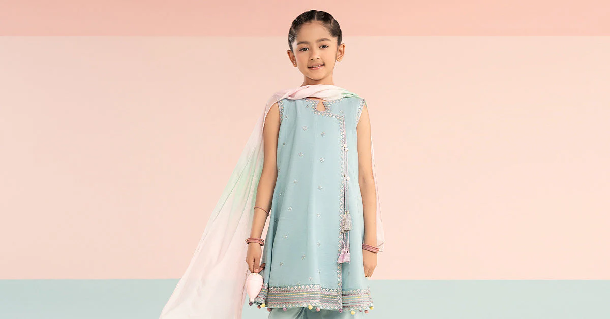 3 Piece Embroidered Paper Cotton Suit - Image 9