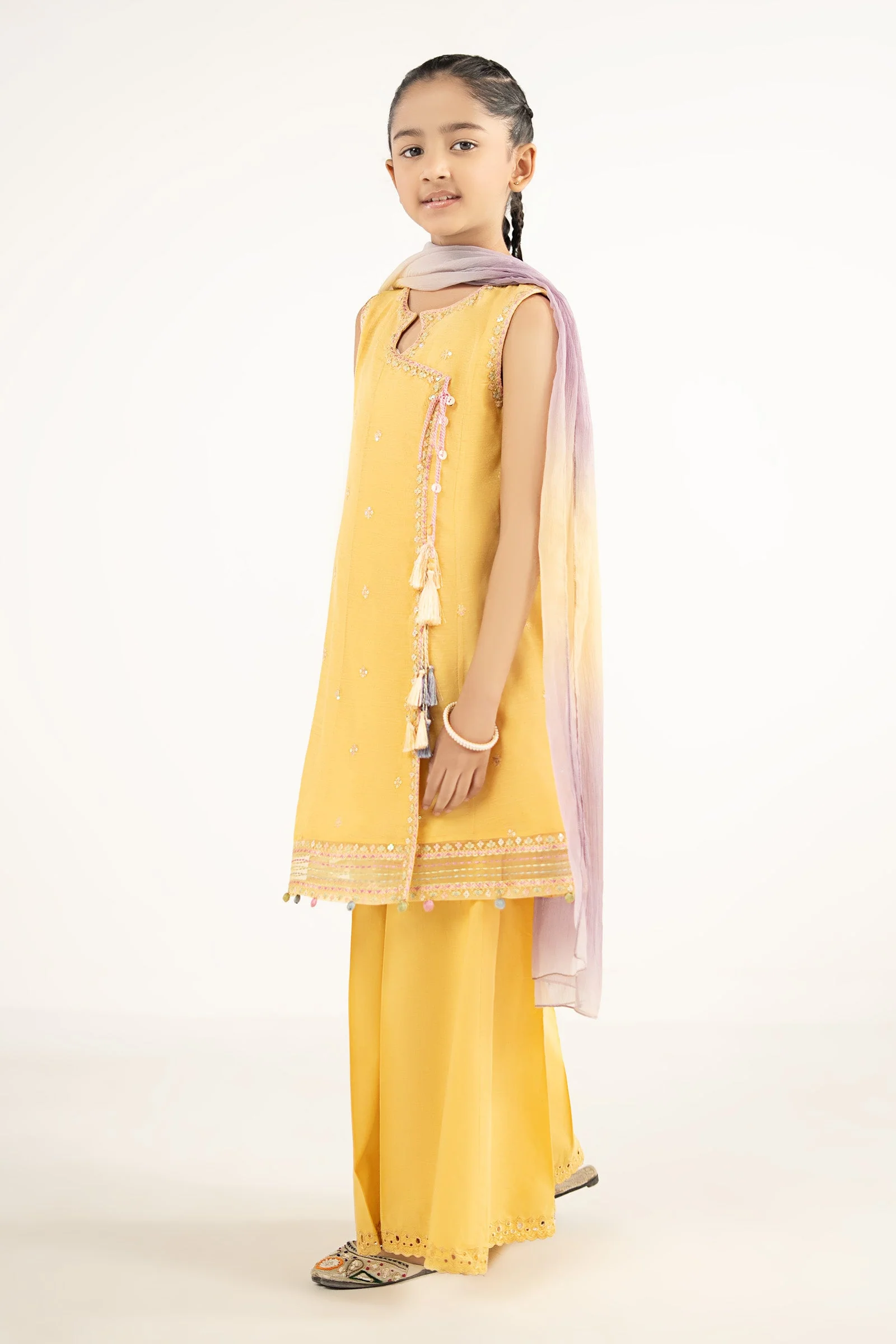 3 Piece Embroidered Paper Cotton Suit - Image 6