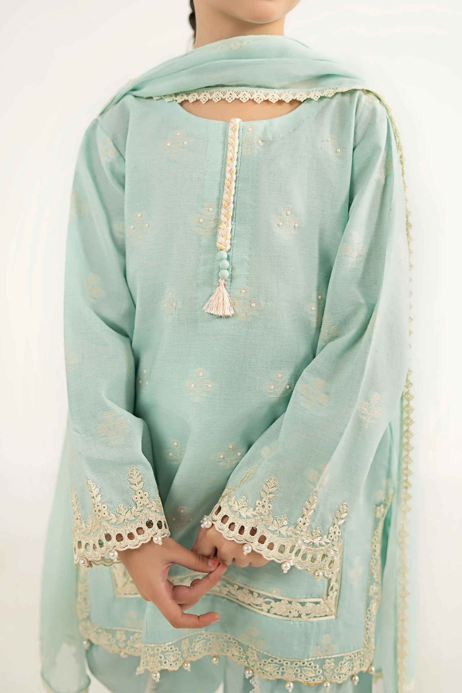 3 Piece Embroidered Jacquard Suit - Image 4