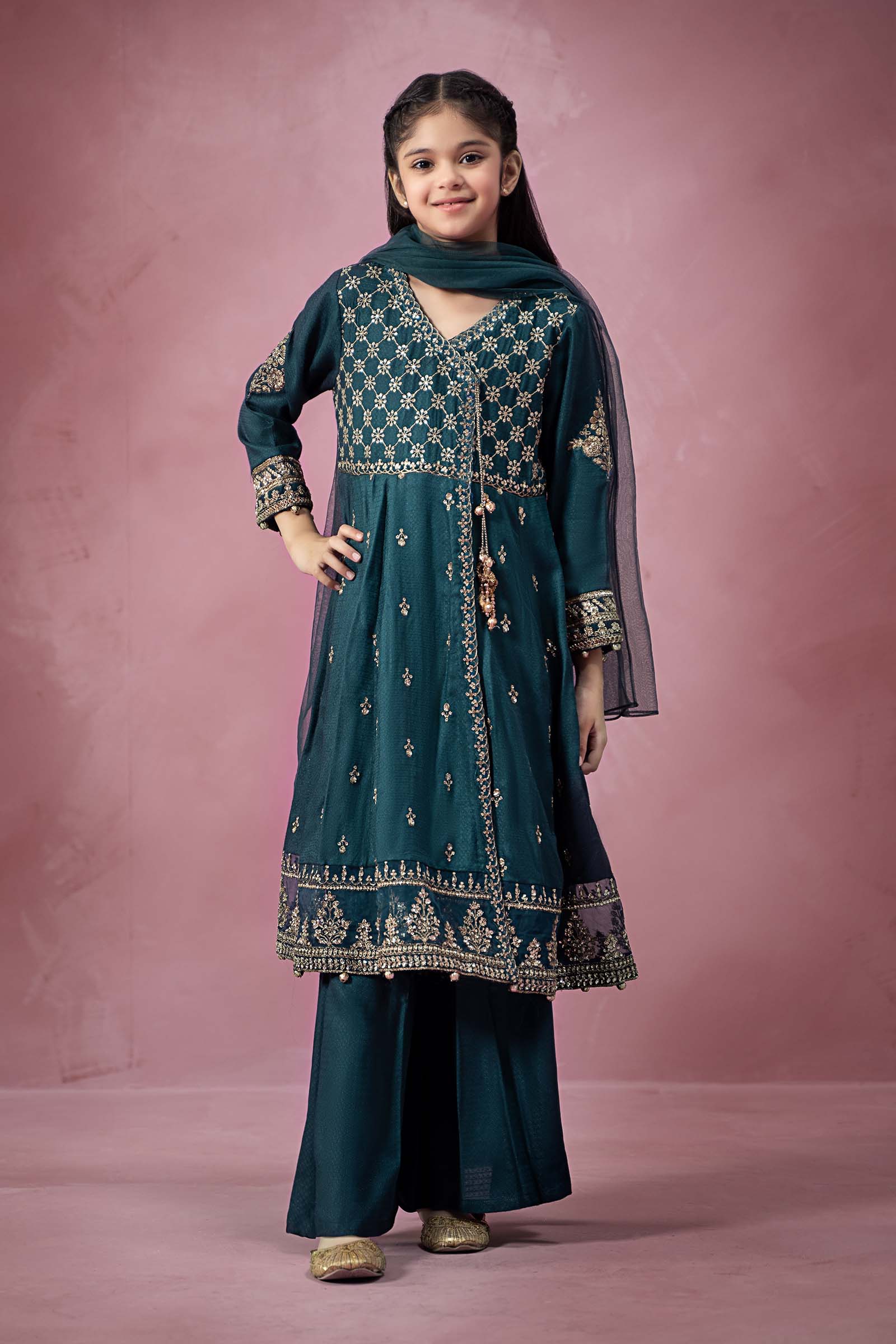 3 Piece Embroidered Linen Suit