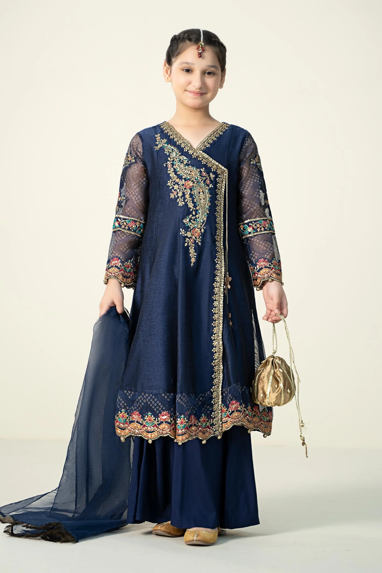 3 Piece Embroidered Paper Cotton Suit