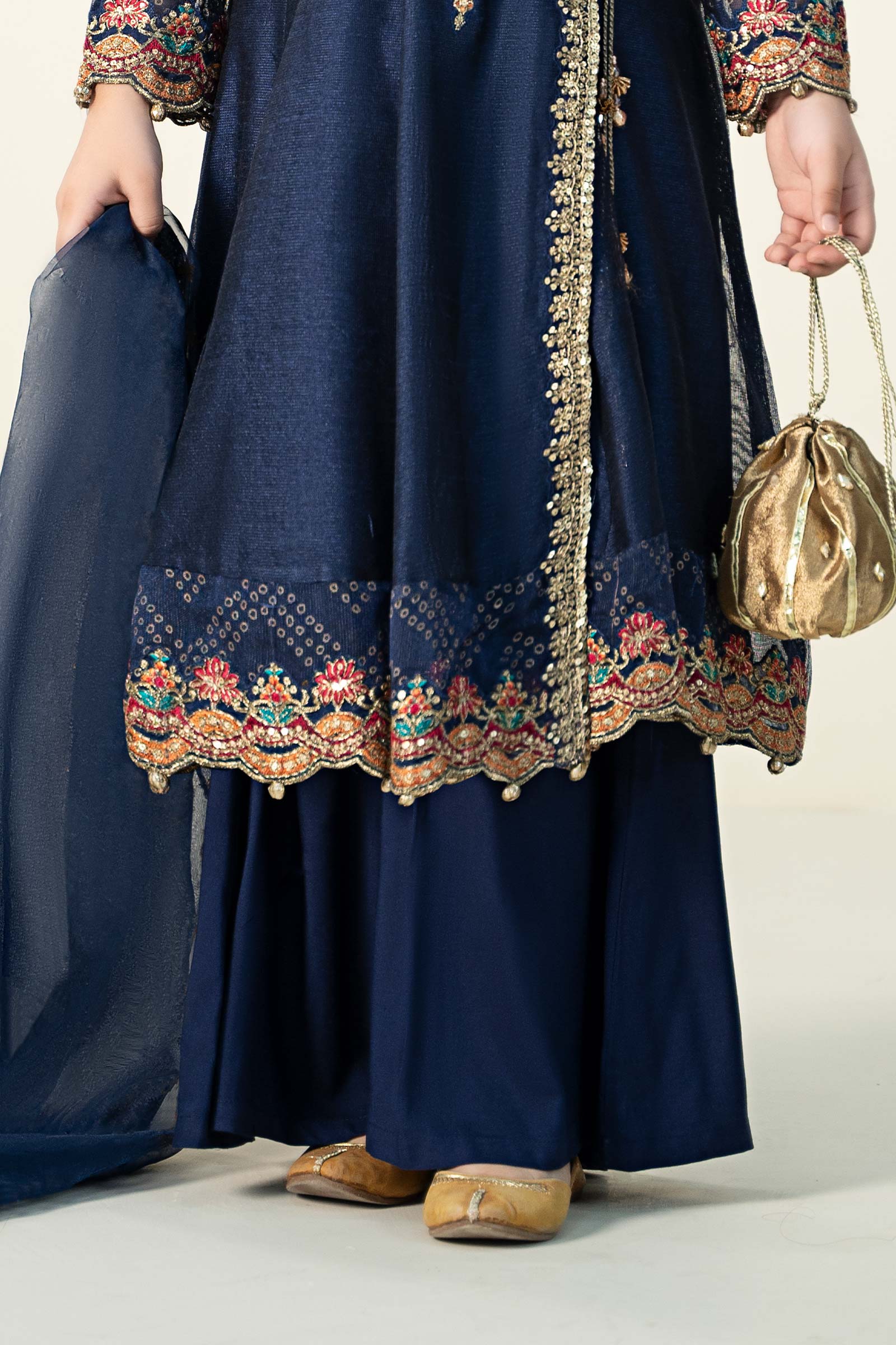 3 Piece Embroidered Paper Cotton Suit - Image 6