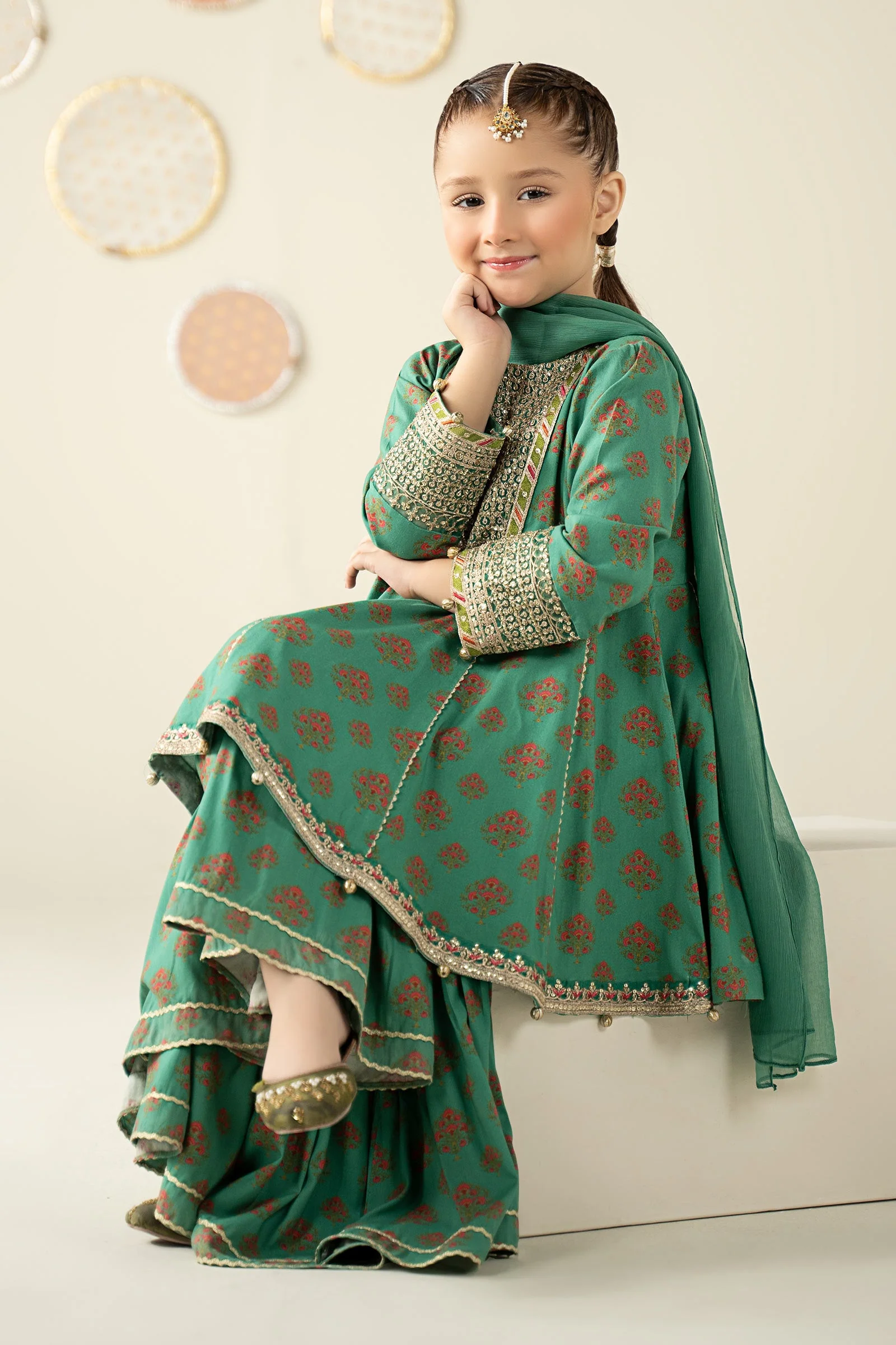 3 Piece Embroidered Linen Suit - Image 2