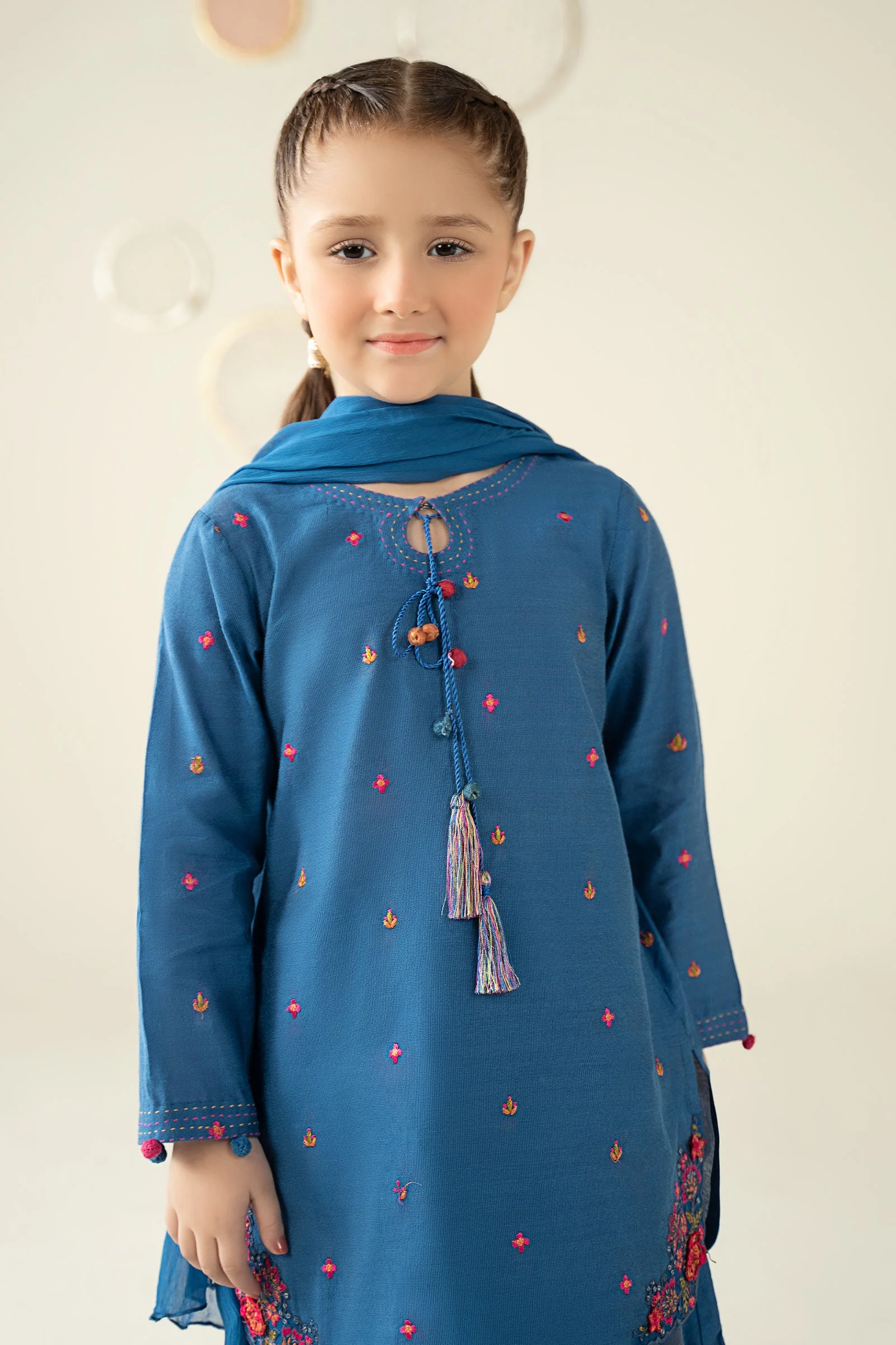 3 Piece Embroidered Cotton Silk Suit - Image 2