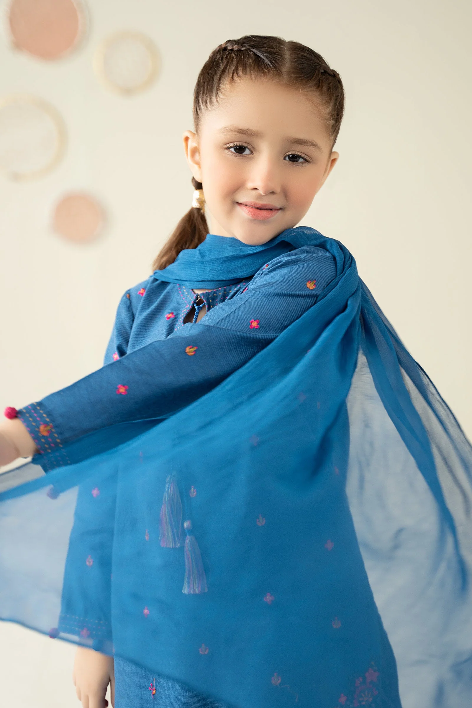 3 Piece Embroidered Cotton Silk Suit - Image 3