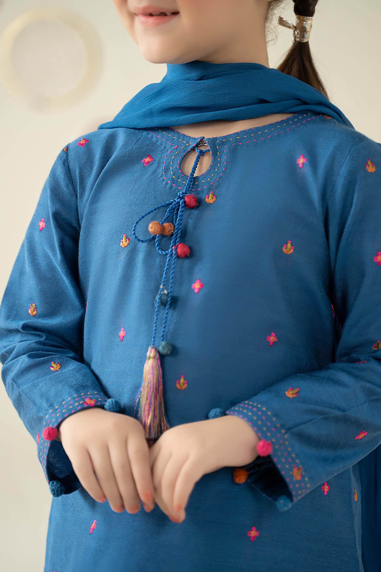 3 Piece Embroidered Cotton Silk Suit - Image 4
