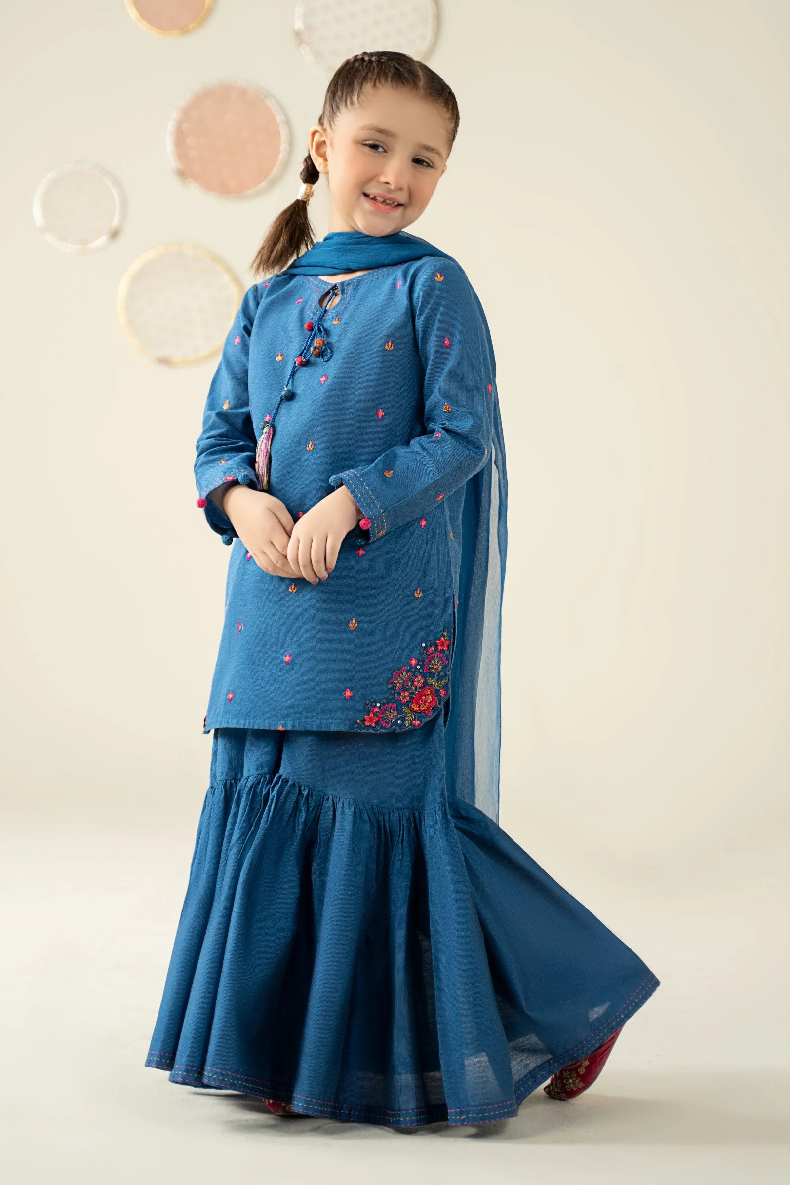 3 Piece Embroidered Cotton Silk Suit - Image 7