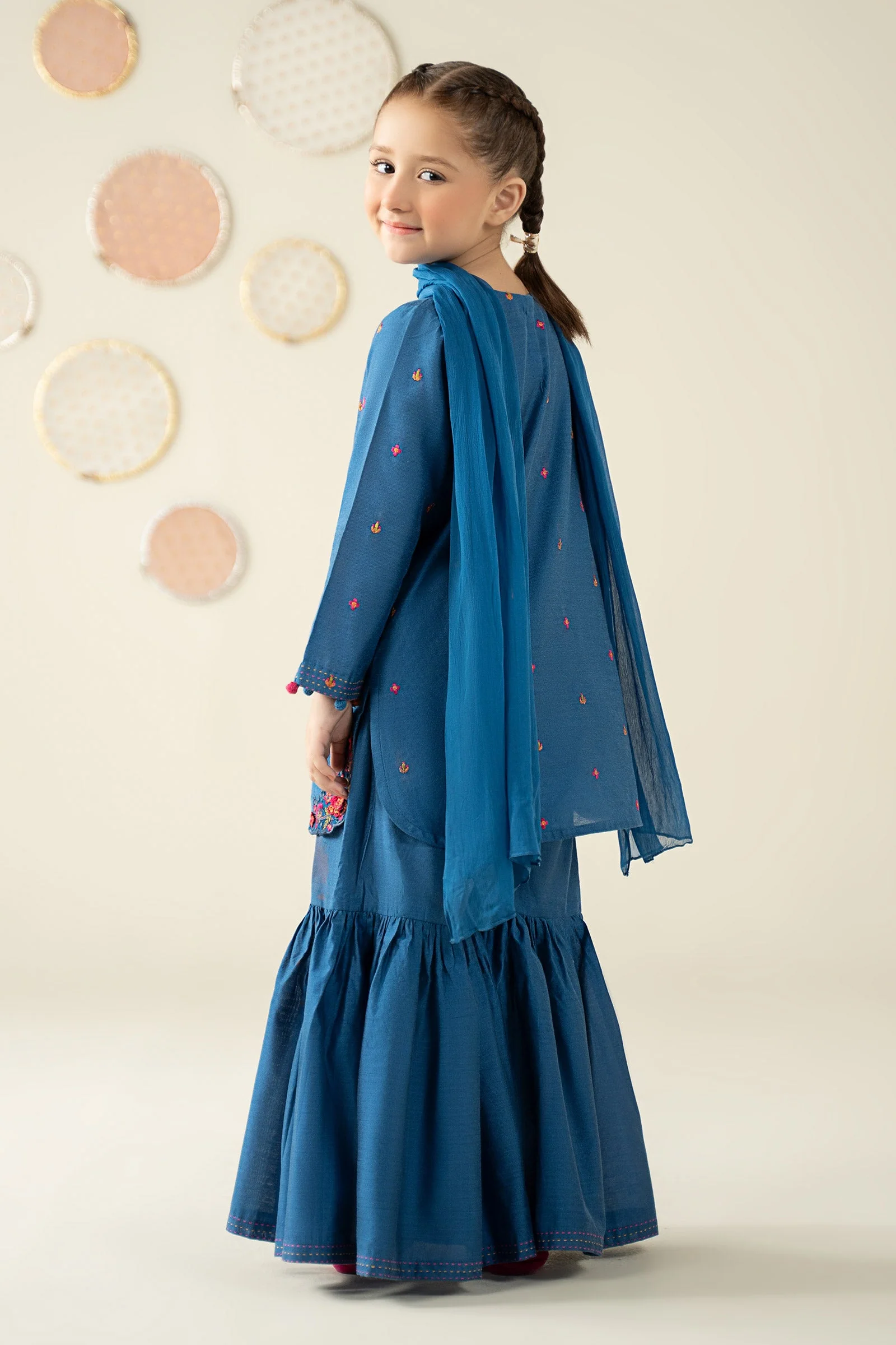 3 Piece Embroidered Cotton Silk Suit - Image 8