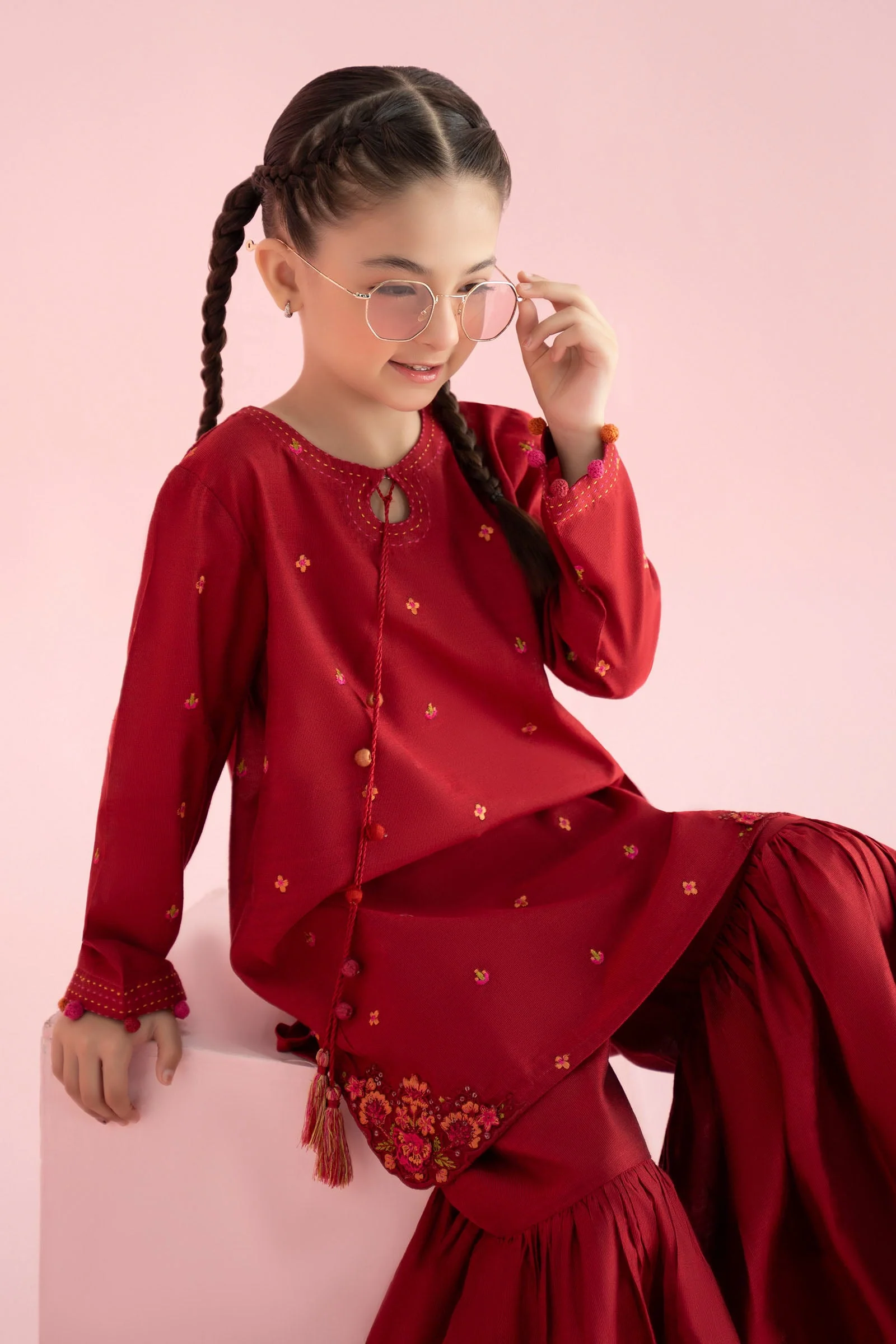 3 Piece Embroidered Cotton Silk Suit - Image 10