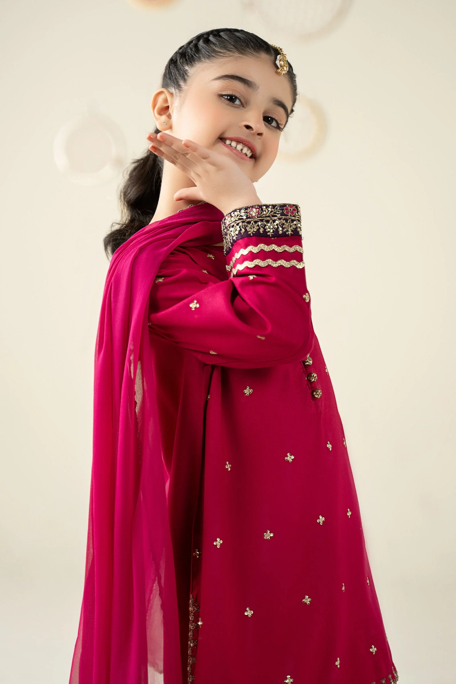 3 Piece Embroidered Linen Suit - Image 3