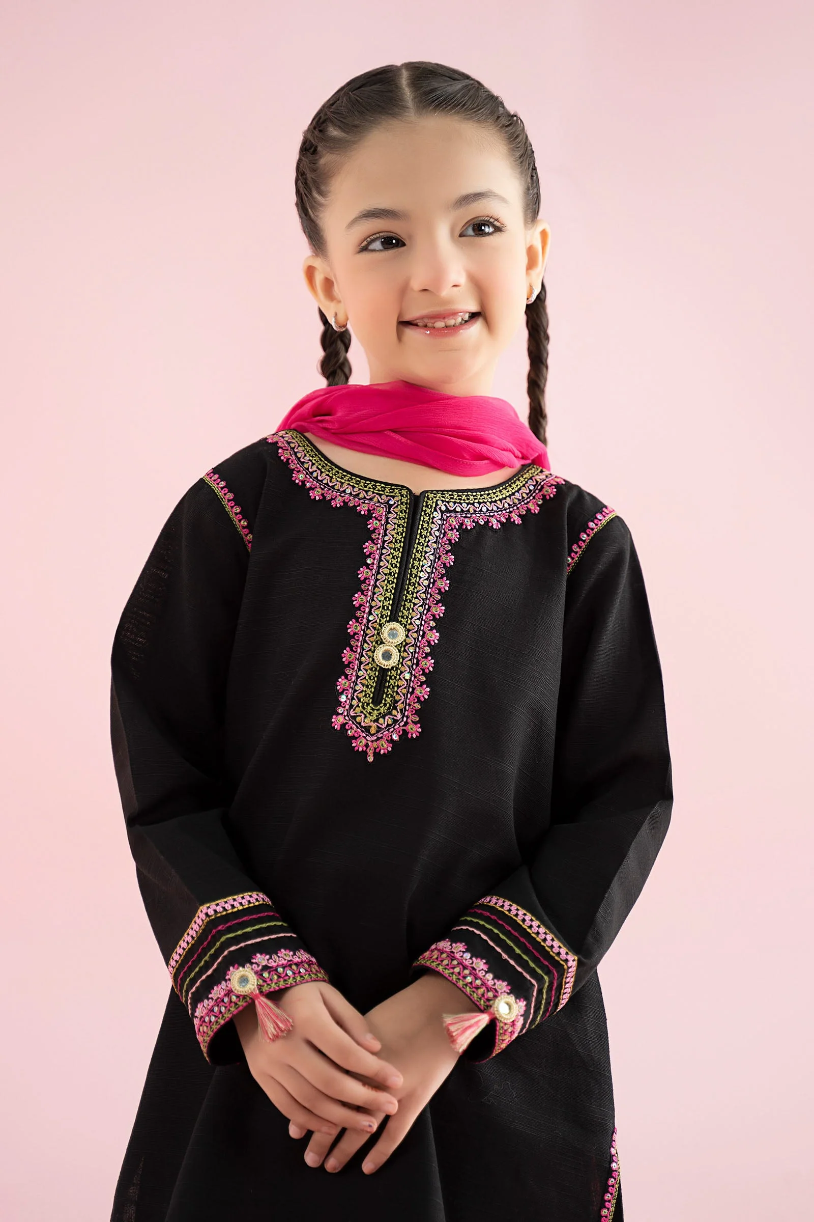 3 Piece Embroidered Slub Khaddar Suit - Image 3