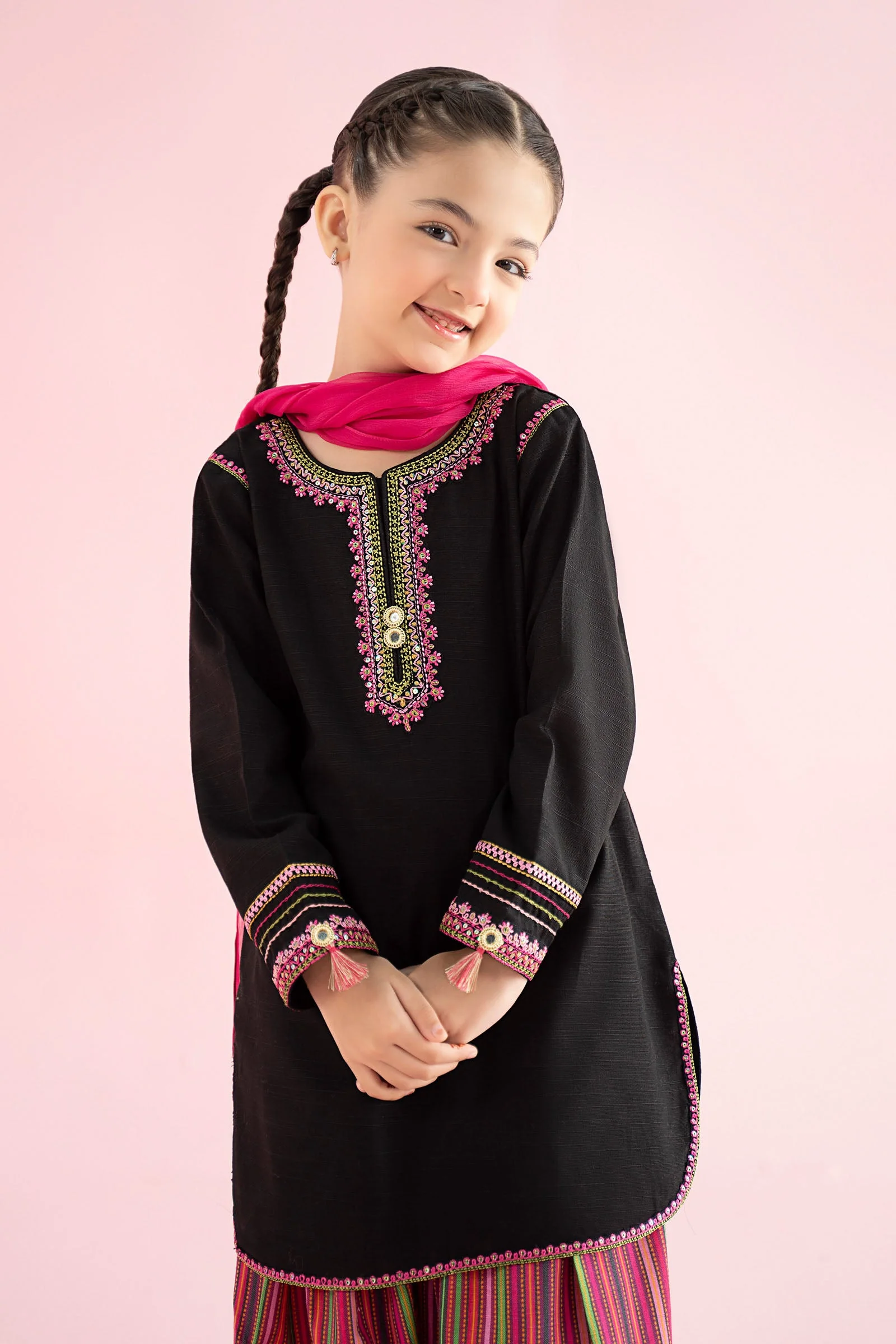 3 Piece Embroidered Slub Khaddar Suit - Image 4
