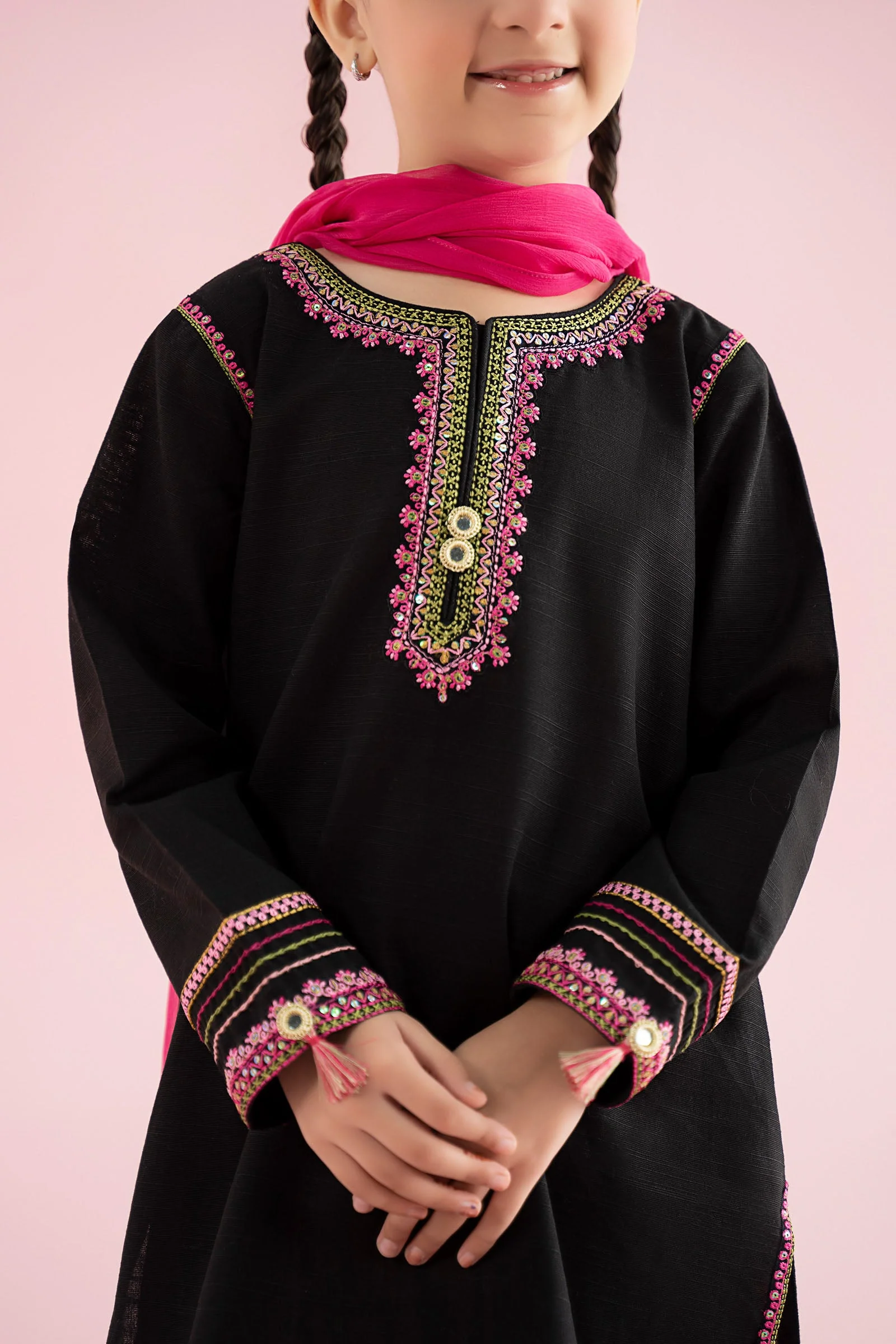 3 Piece Embroidered Slub Khaddar Suit - Image 7