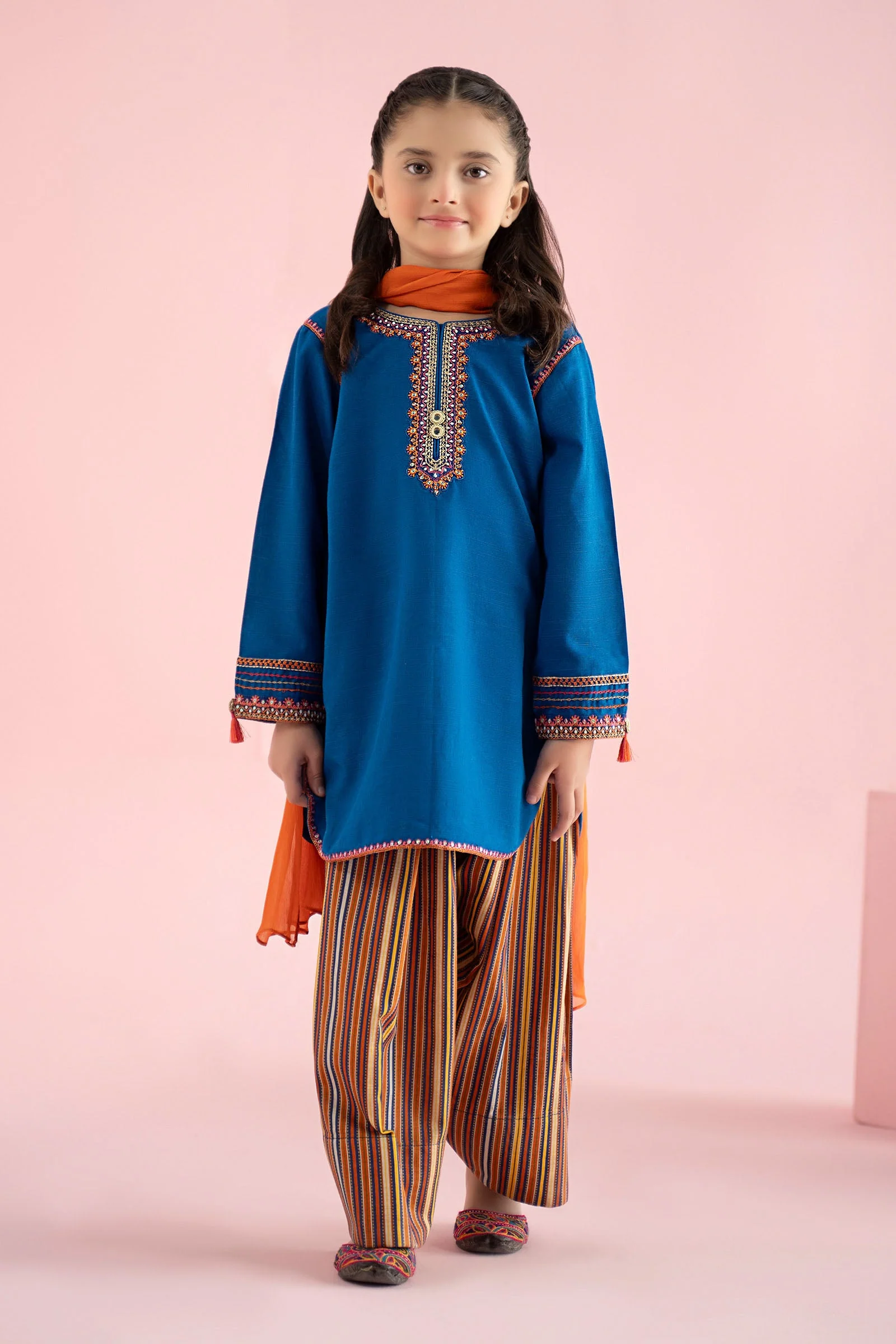 3 Piece Embroidered Slub Khaddar Suit
