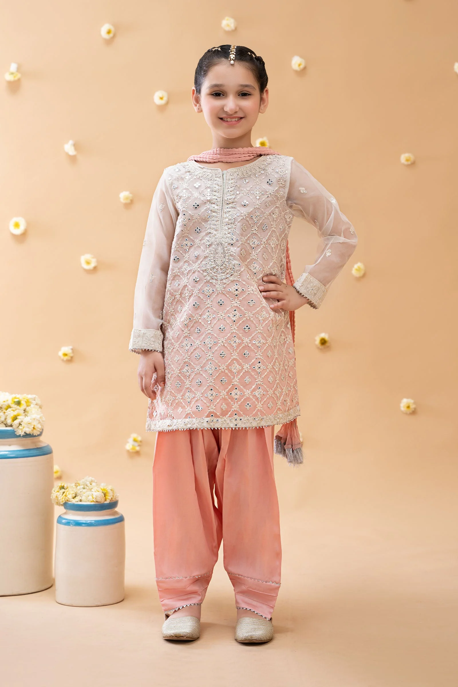 Suit Off White and Pink MKS-EA23-16