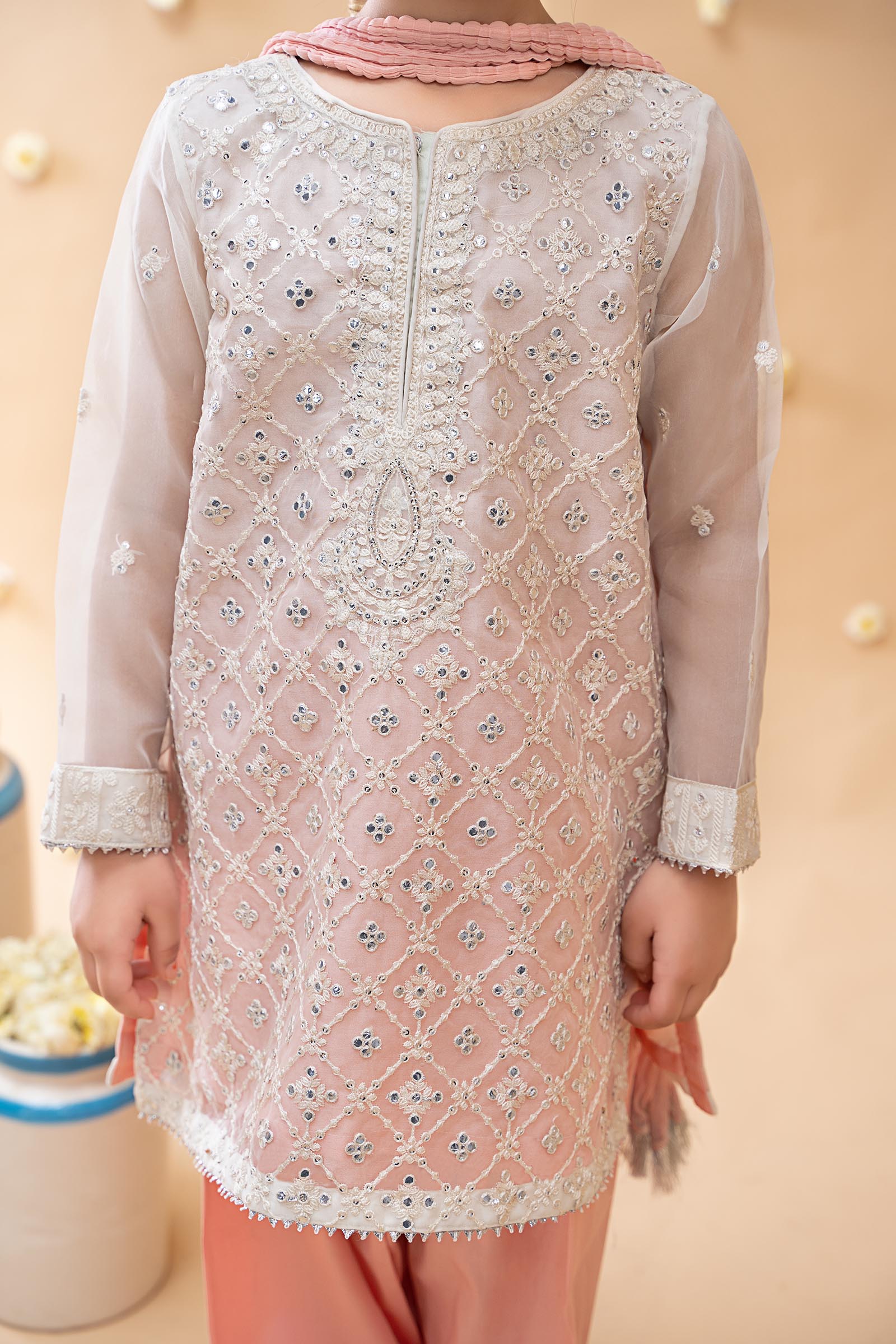 Suit Off White and Pink MKS-EA23-16 - Image 2