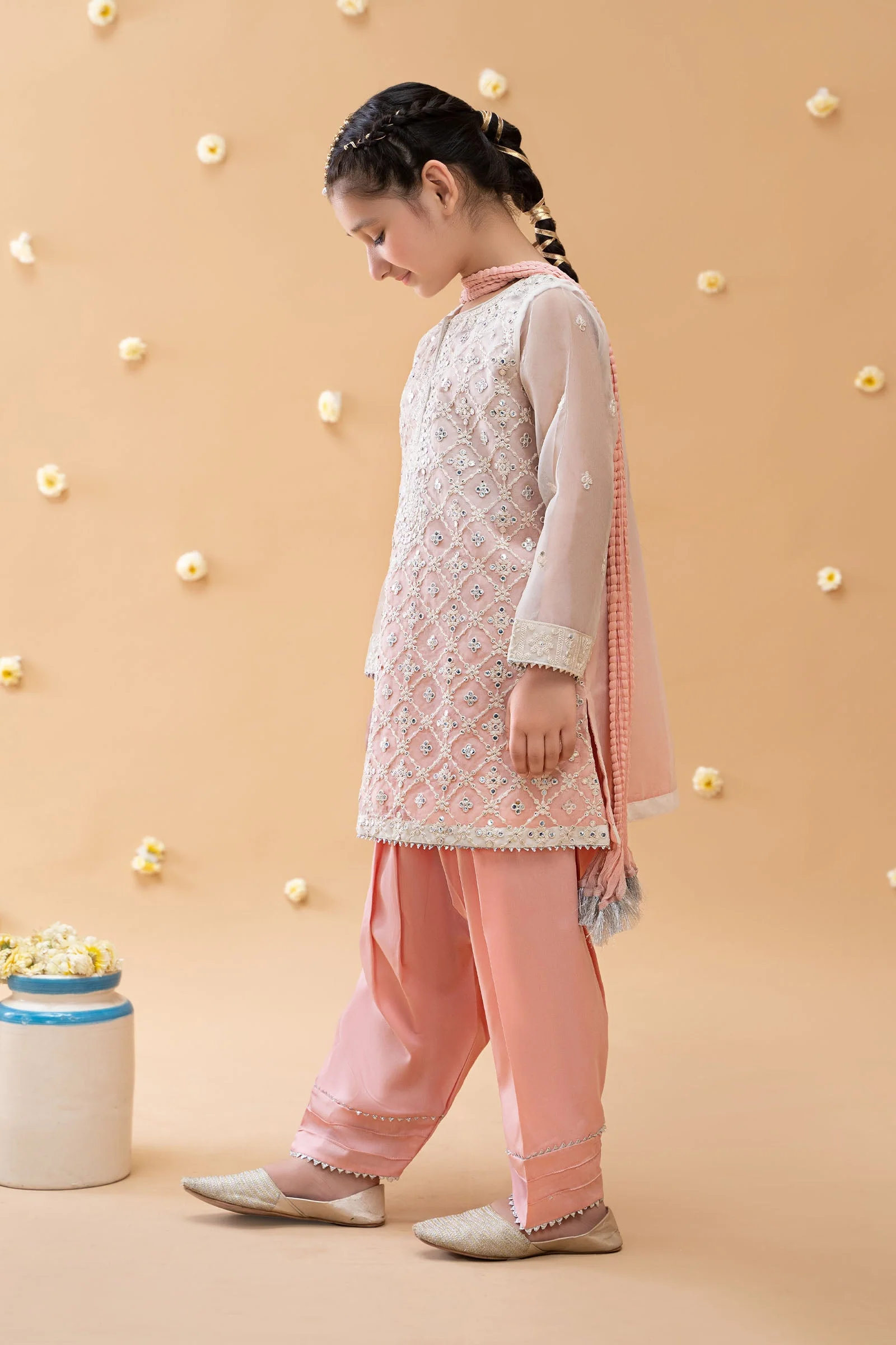 Suit Off White and Pink MKS-EA23-16 - Image 4