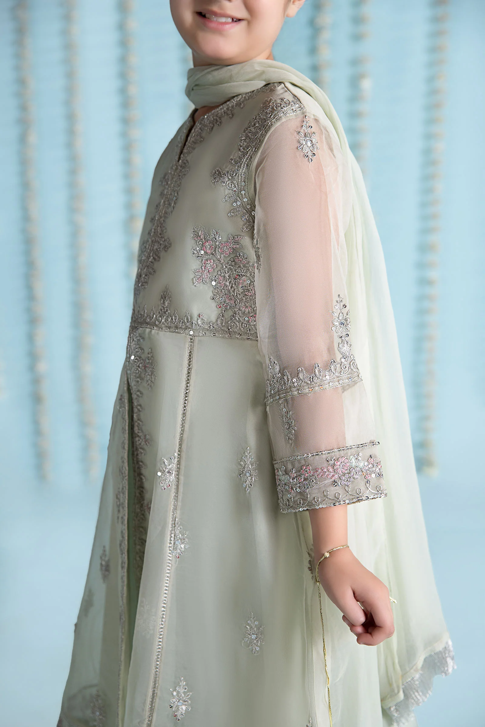 3 Piece Embroidered Organza Suit - Image 5