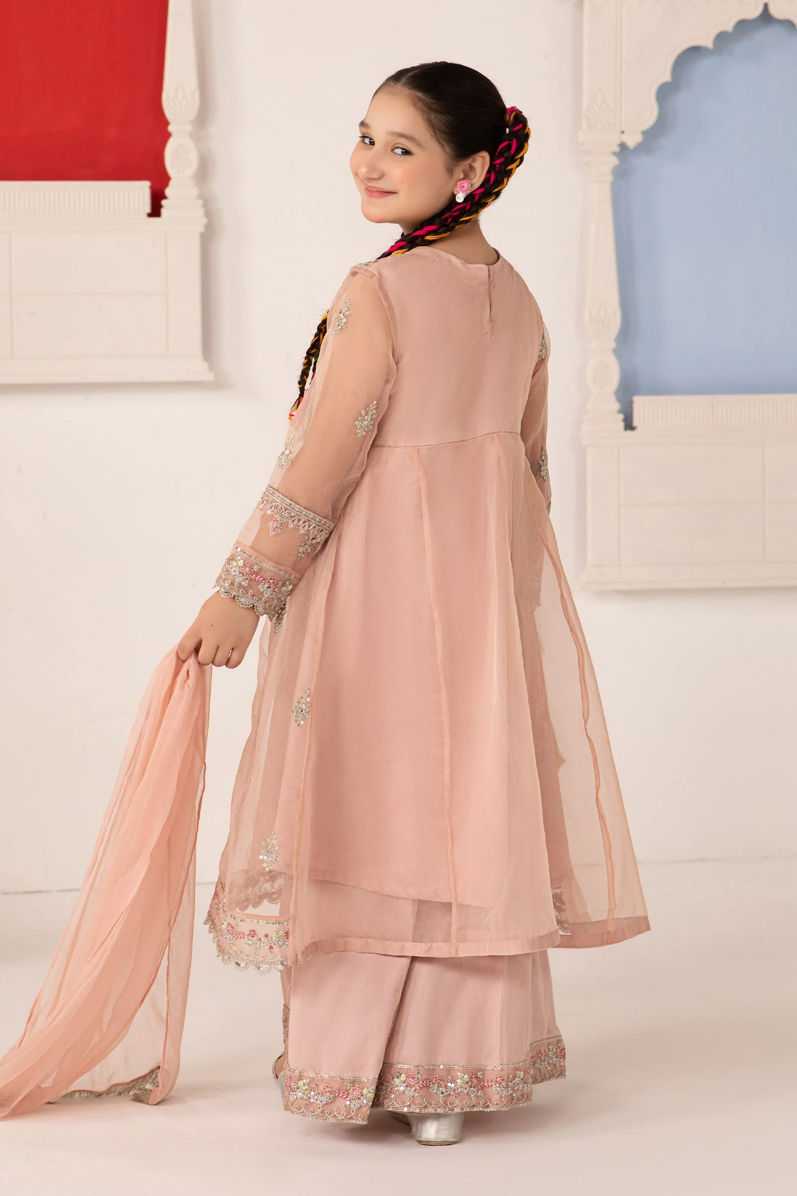 3 Piece Embroidered Organza Suit - Image 5