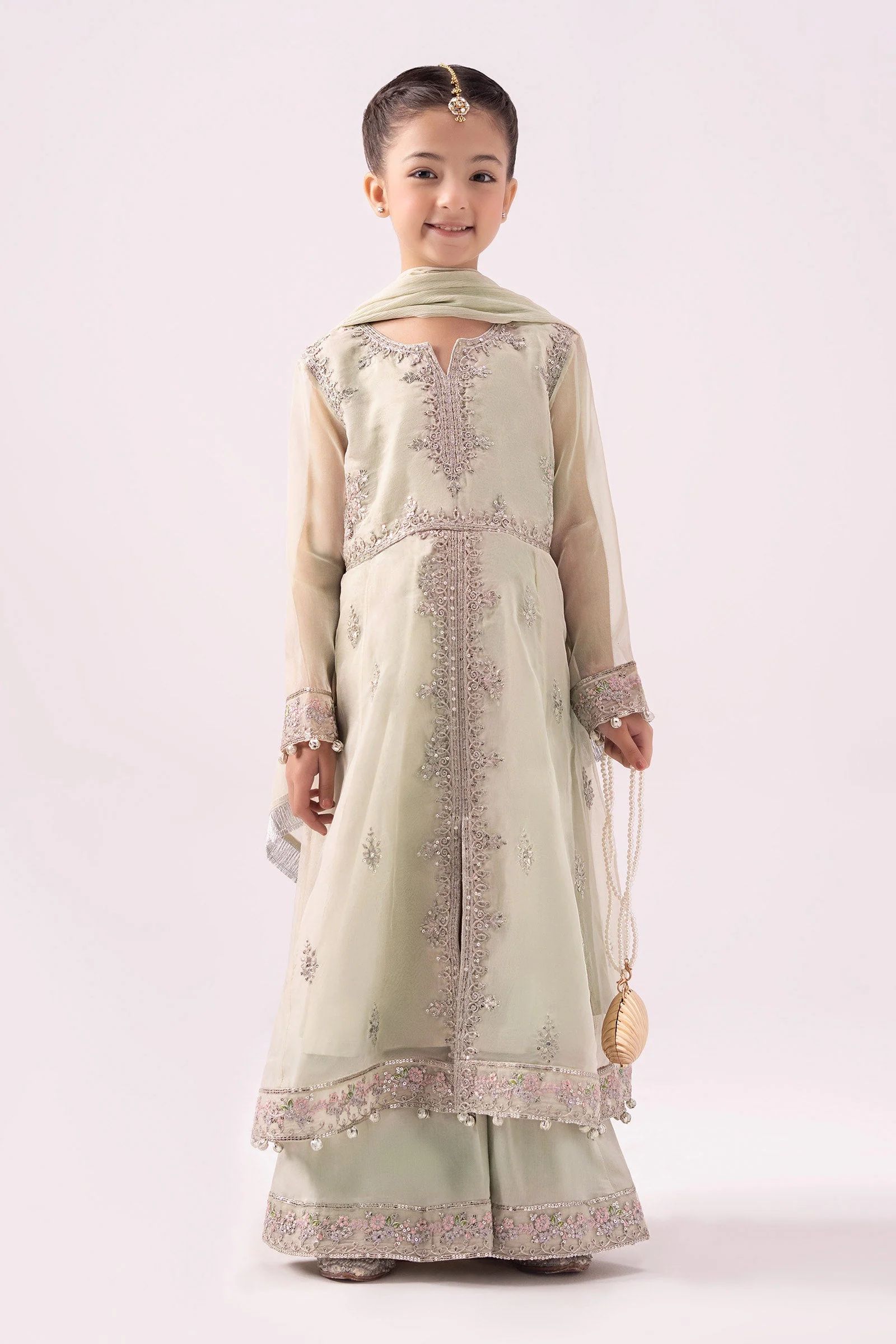 3 Piece Embroidered Organza Suit