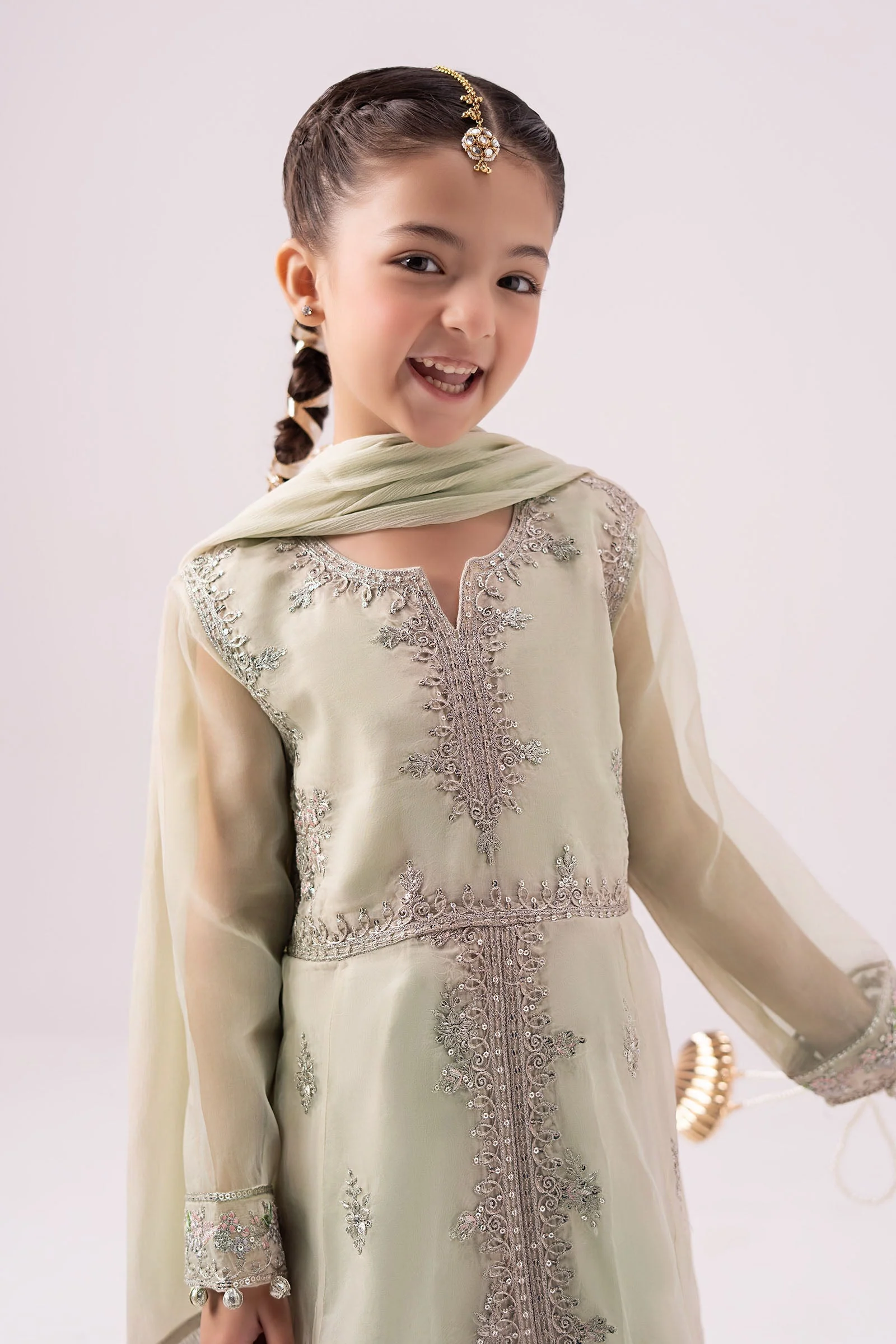 3 Piece Embroidered Organza Suit - Image 3